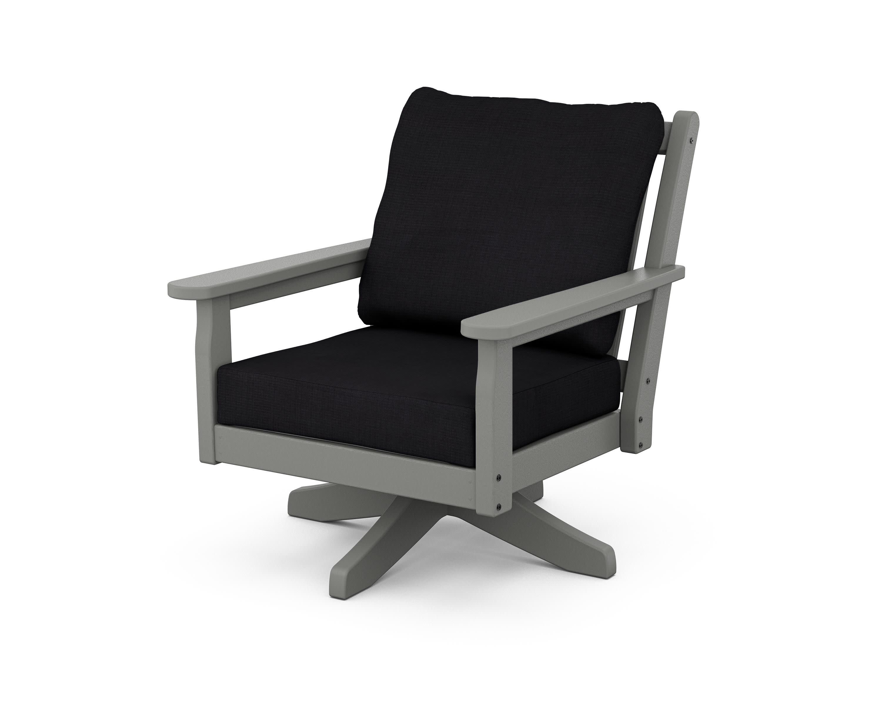 Chippendale Deep Seating Swivel Chair in Slate Grey / Midnight Linen