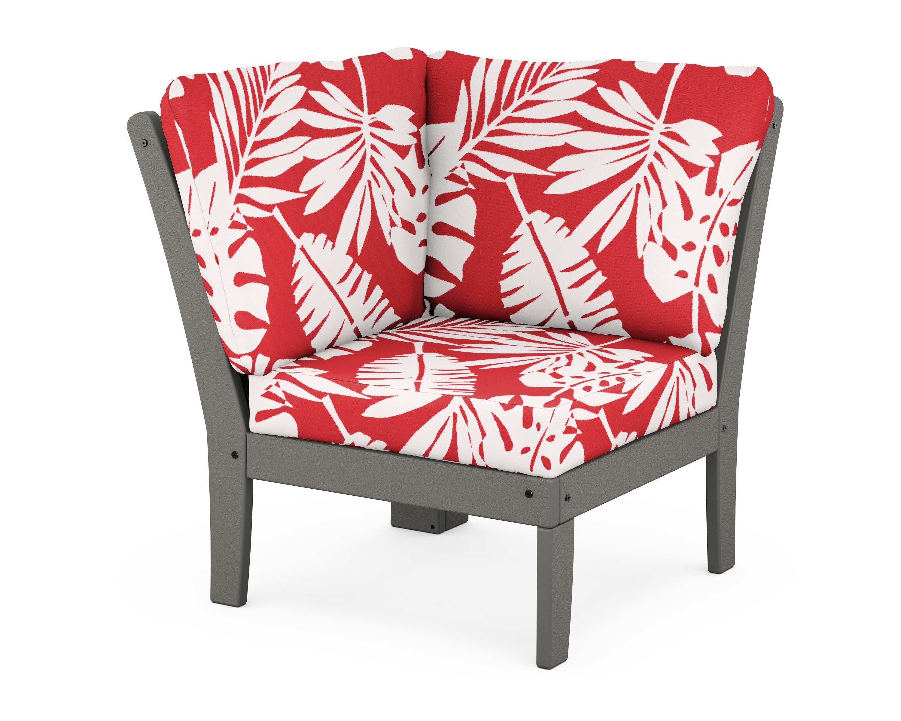 Braxton Modular Corner Chair in Slate Grey / Leaf Crimson