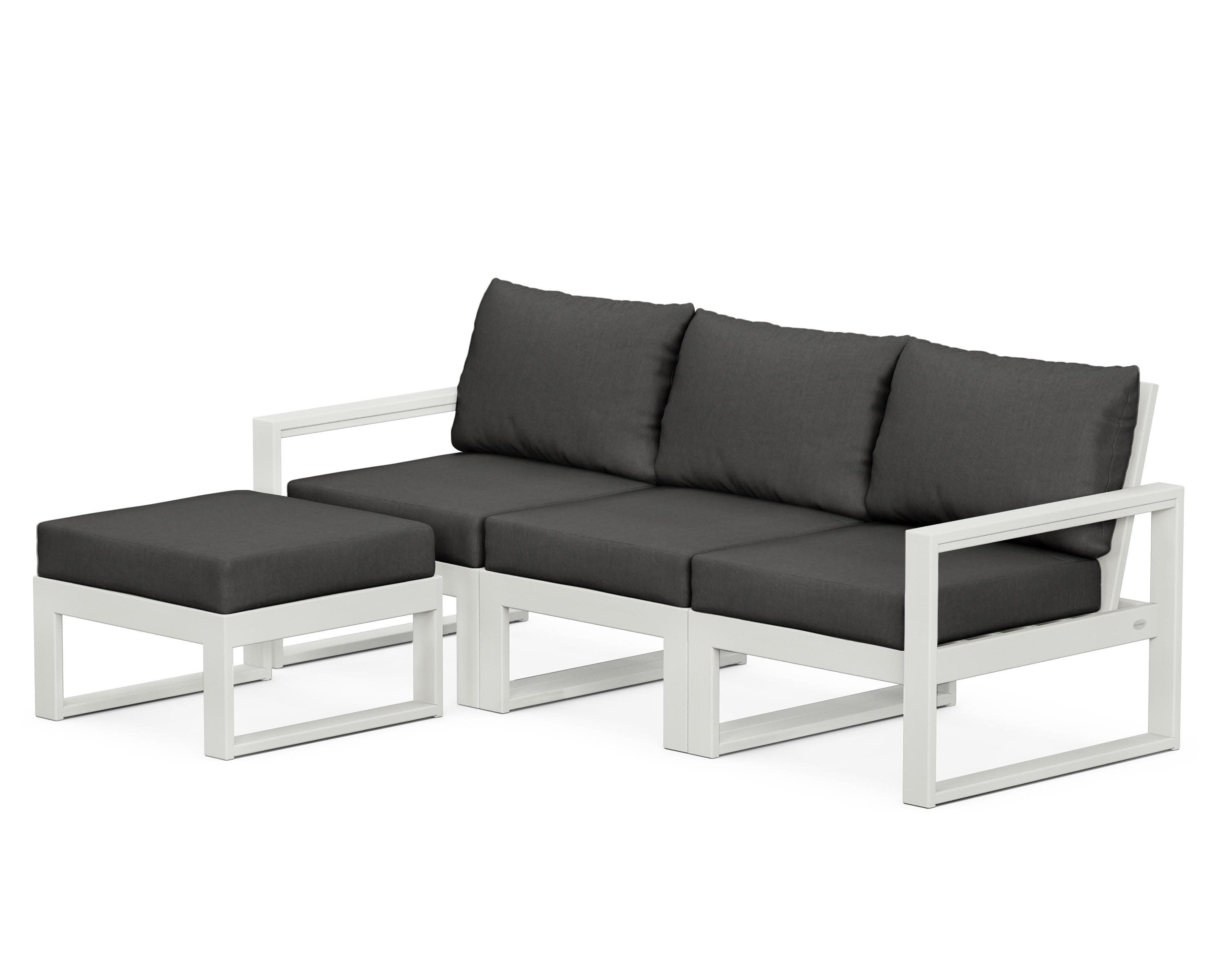 EDGE 4-Piece Modular Deep Seating Set with Ottoman in Vintage White / Spectrum Carbon