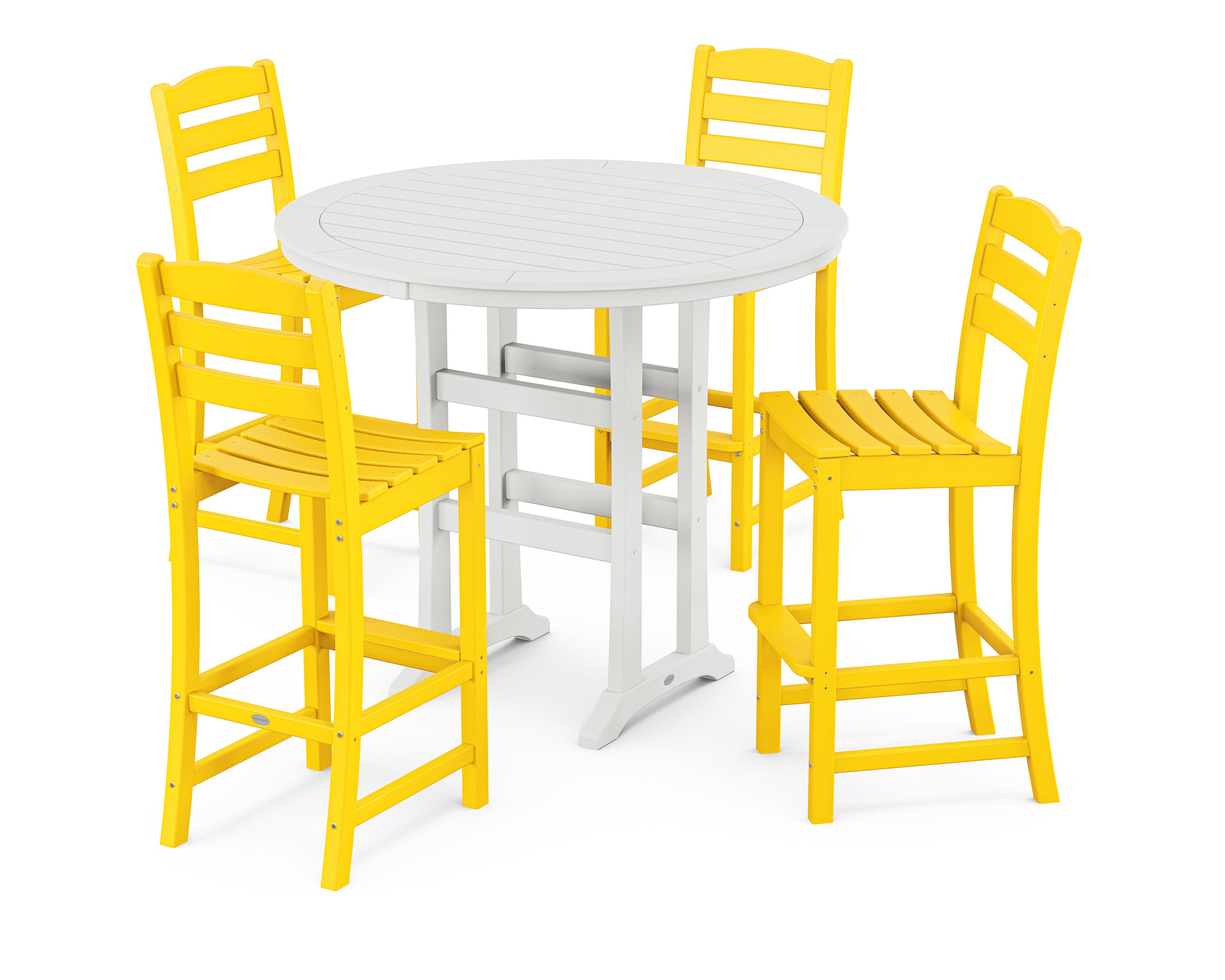 La Casa Caf 5-Piece Side Chair Bar Dining Set in Lemon / White