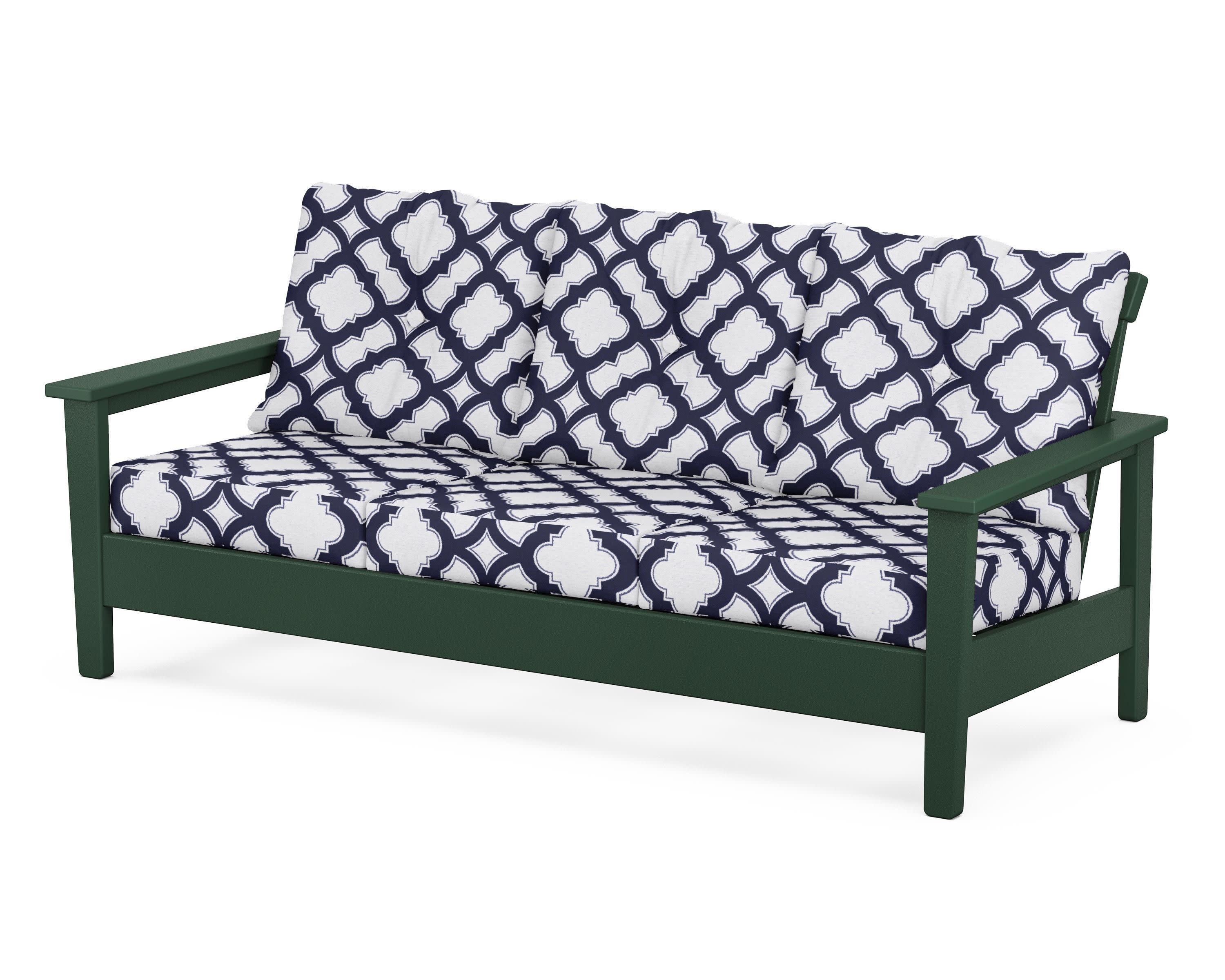 Prescott Deep Seating Sofa in Green / Trellis Navy