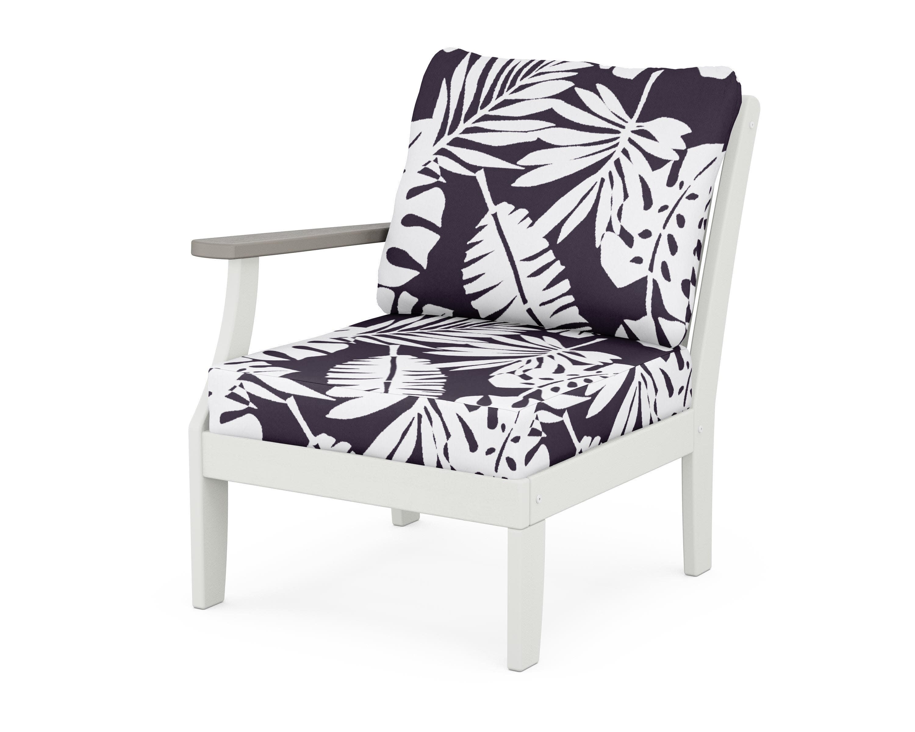 Braxton Modular Left Arm Chair in White / Driftwood / Leaf Navy