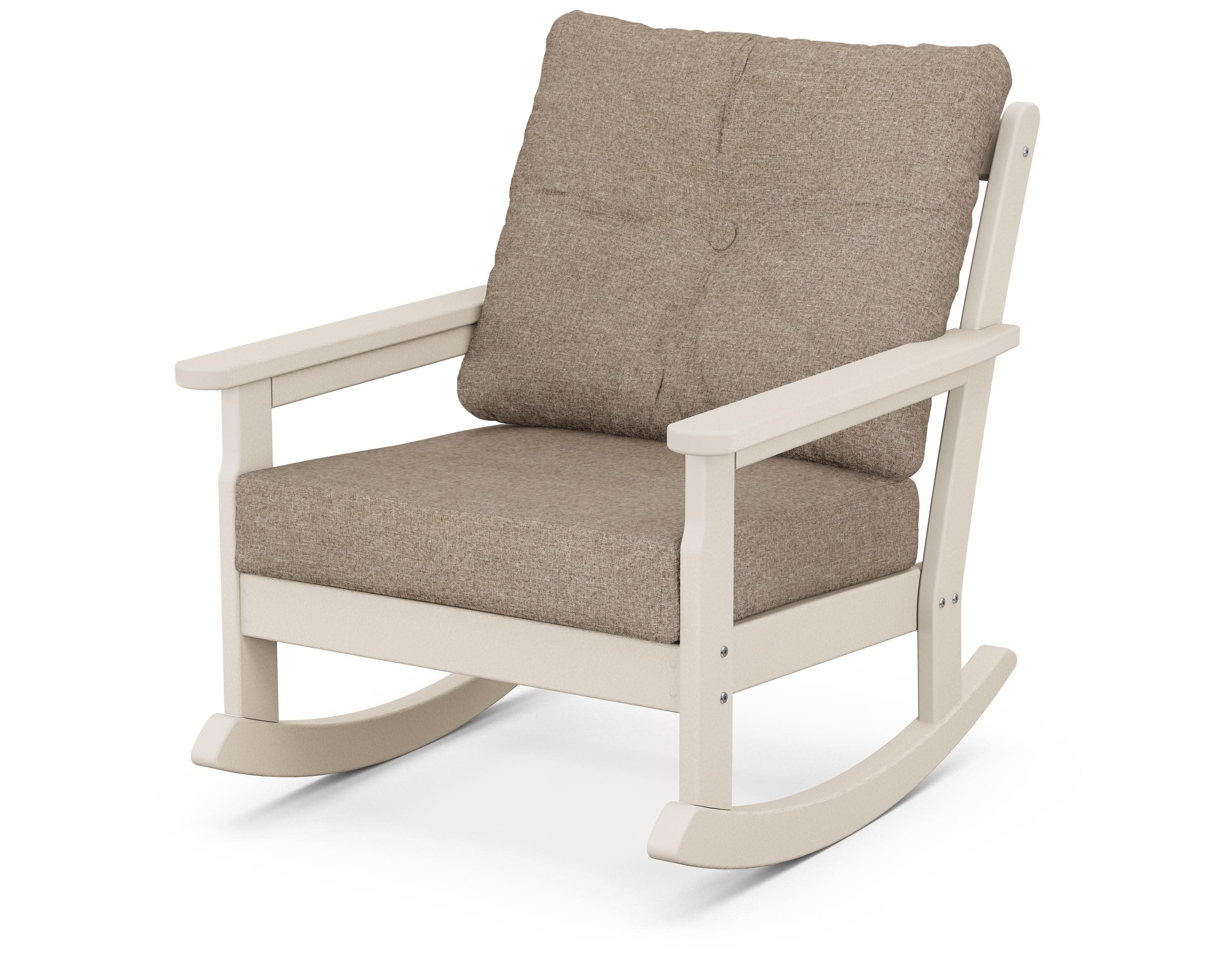 Vineyard Deep Seating Rocking Chair in Sand / Spiced Burlap