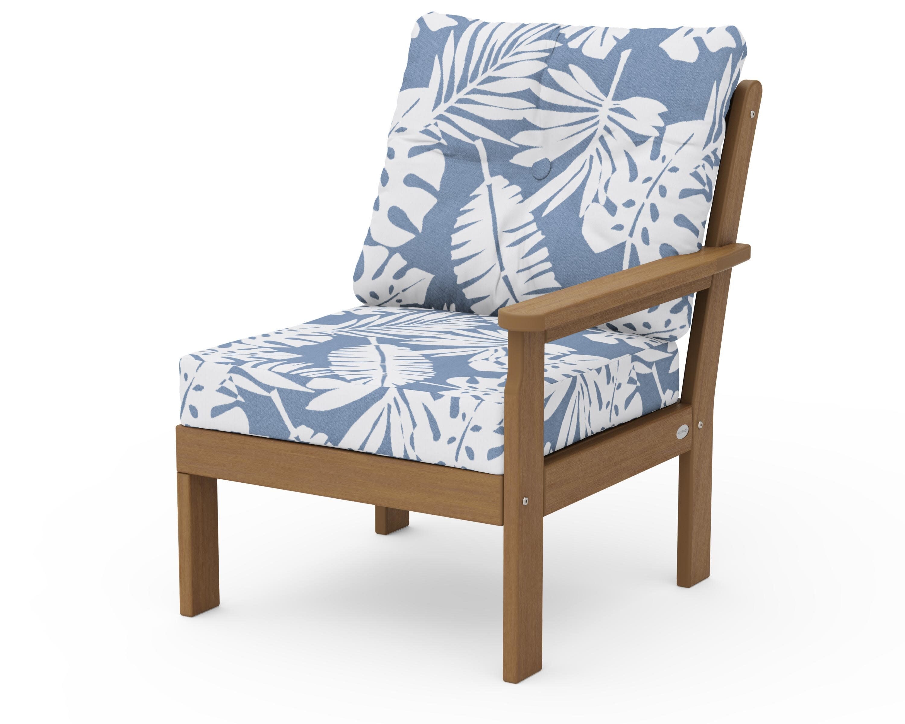 Vineyard Modular Right Arm Chair in Natural / Leaf Sky Blue