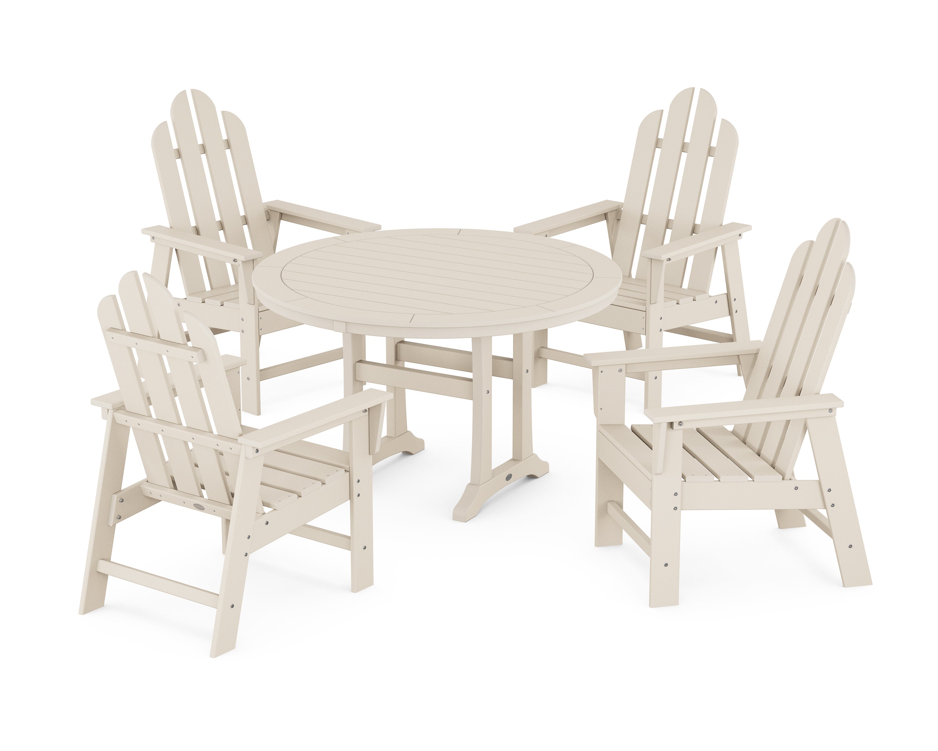 Long Island 5-Piece Round Dining Set with Trestle Legs in Sand