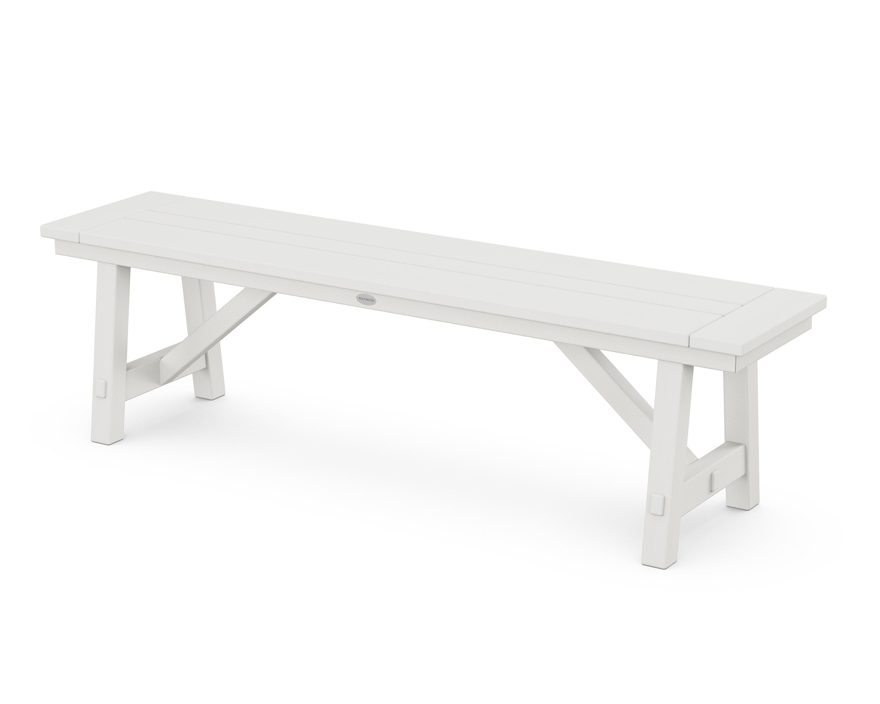 Rustic Farmhouse 60" Backless Bench in Vintage White