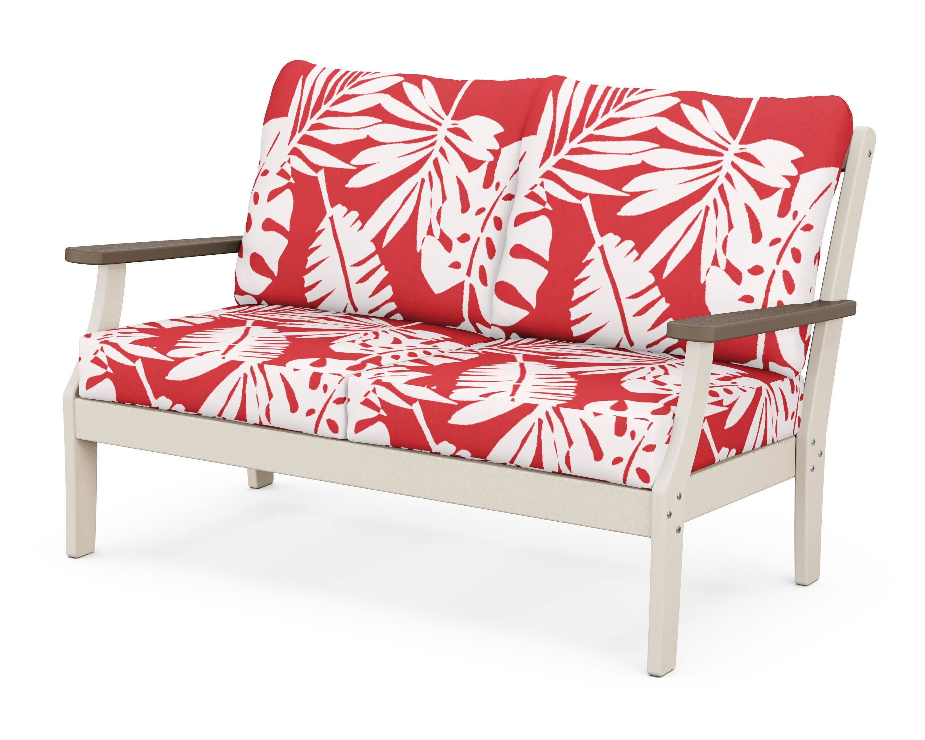 Braxton Deep Seating Loveseat in Sand / Kona / Leaf Crimson