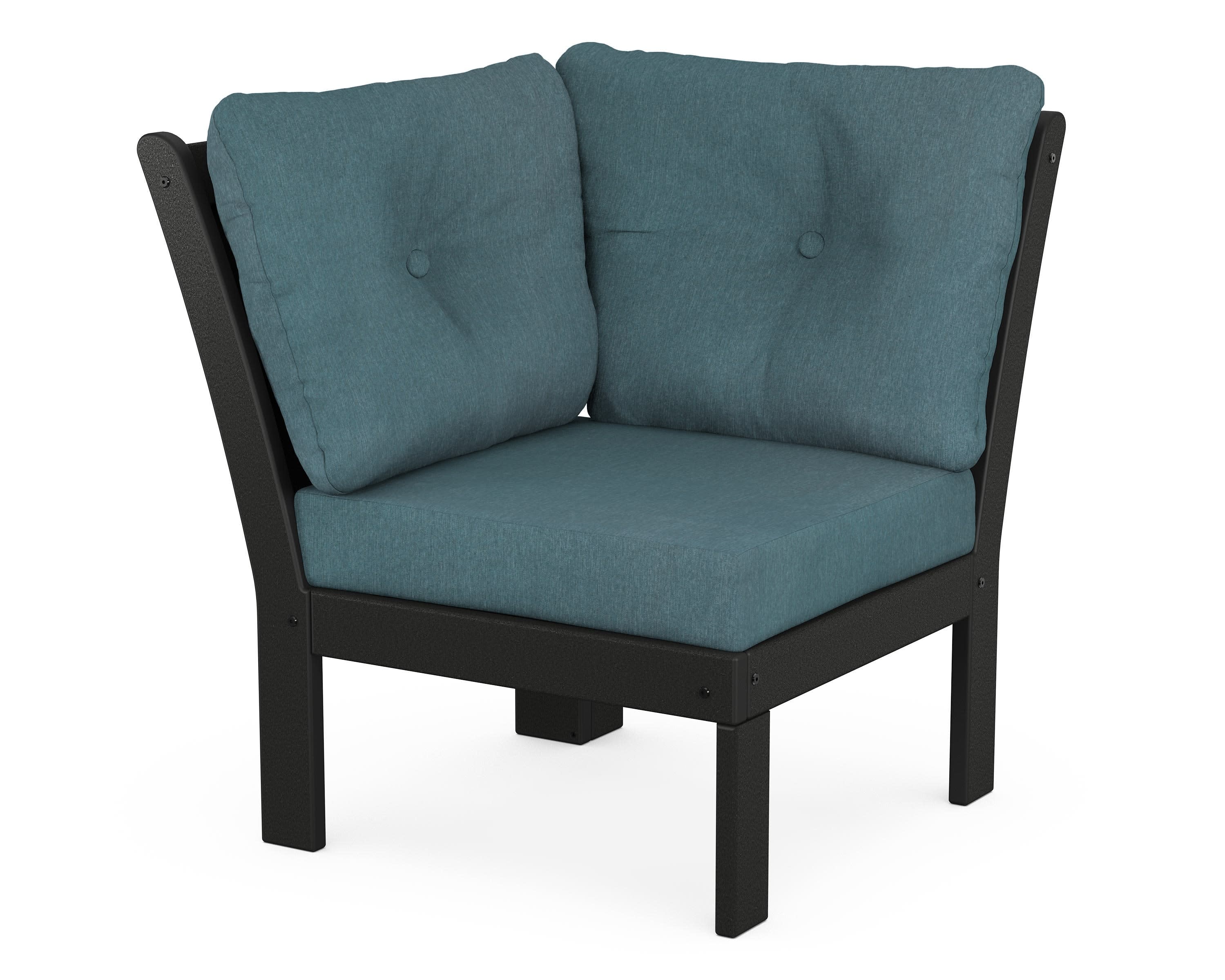 Vineyard Modular Corner Chair in Black / Ocean Teal