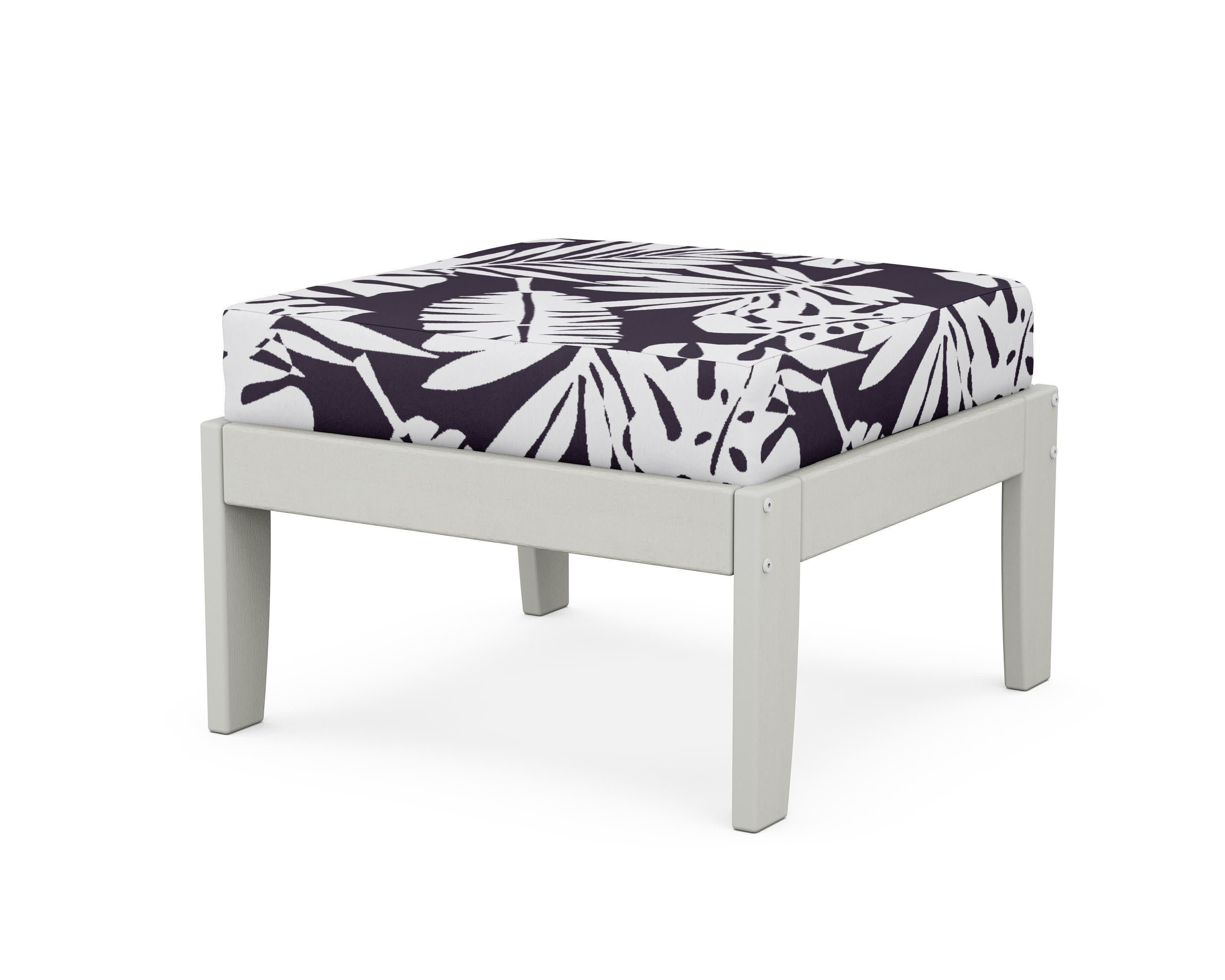 Modular Ottoman - Classic in Vintage White / Leaf Navy