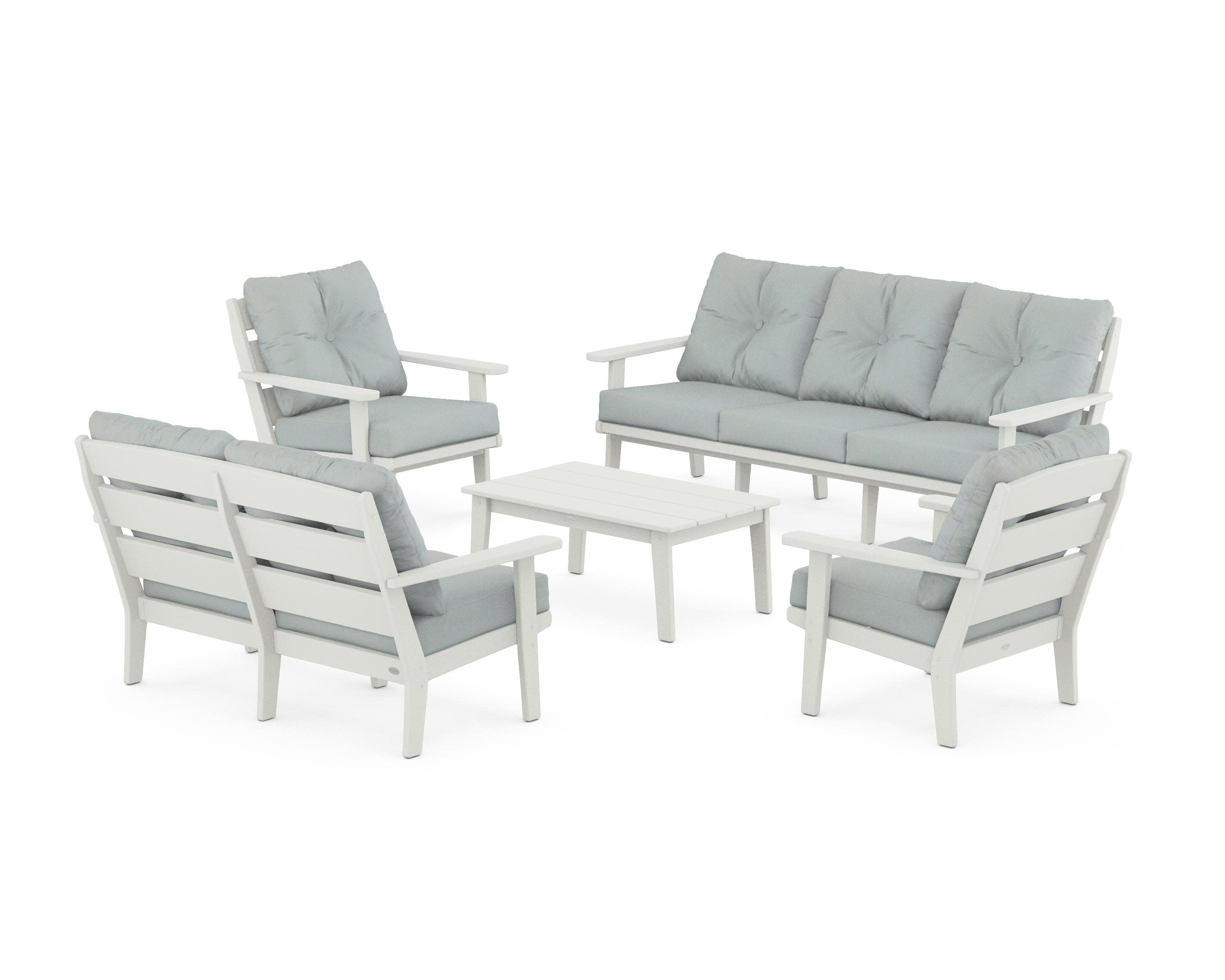 Lakeside 5-Piece Lounge Sofa Set in Vintage White / Spa
