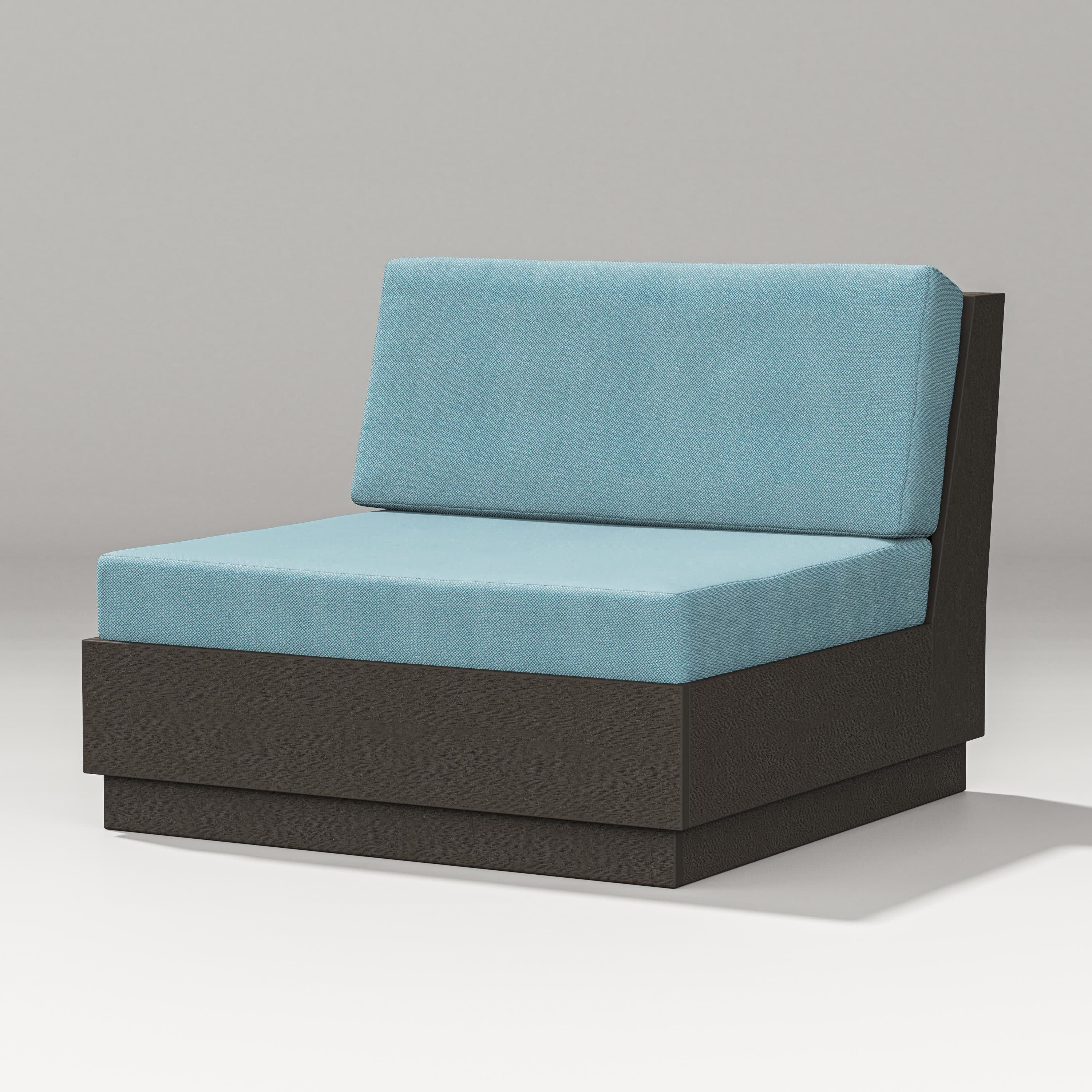 Elevate Modular Armless Chair in Vintage Coffee / Lattice Sky Blue
