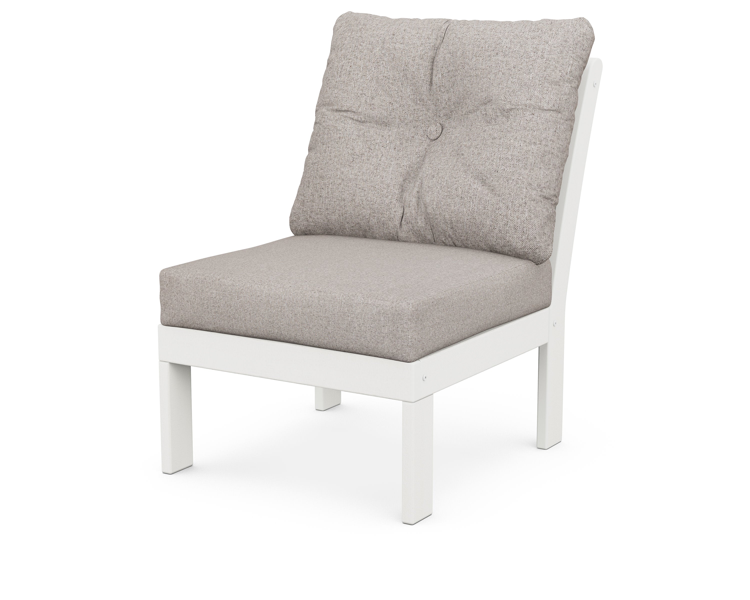 Vineyard Modular Armless Chair in Vintage White / Weathered Tweed