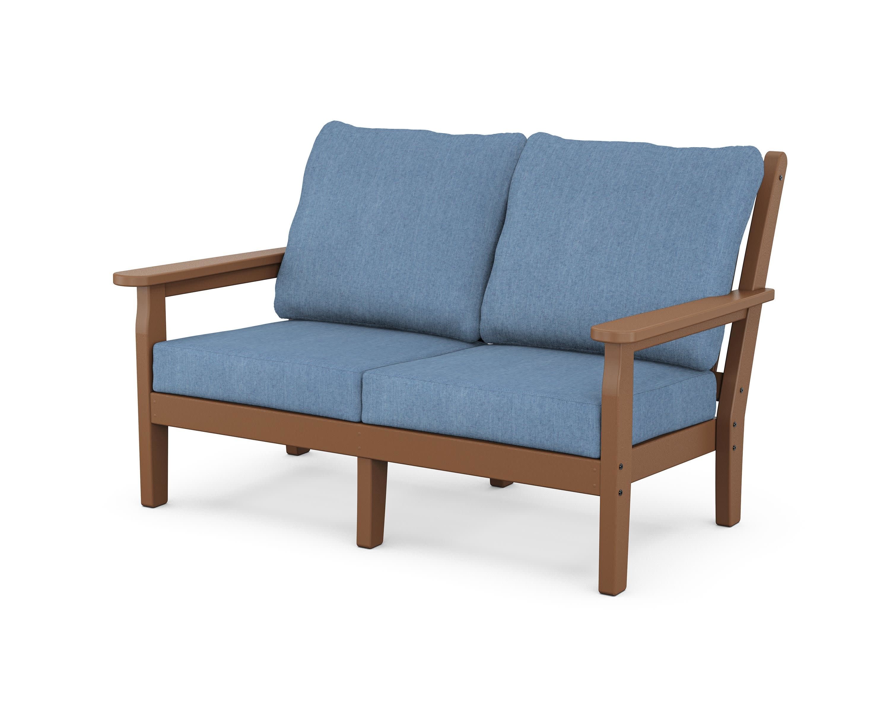 Chippendale Deep Seating Loveseat in Teak / Sky Blue