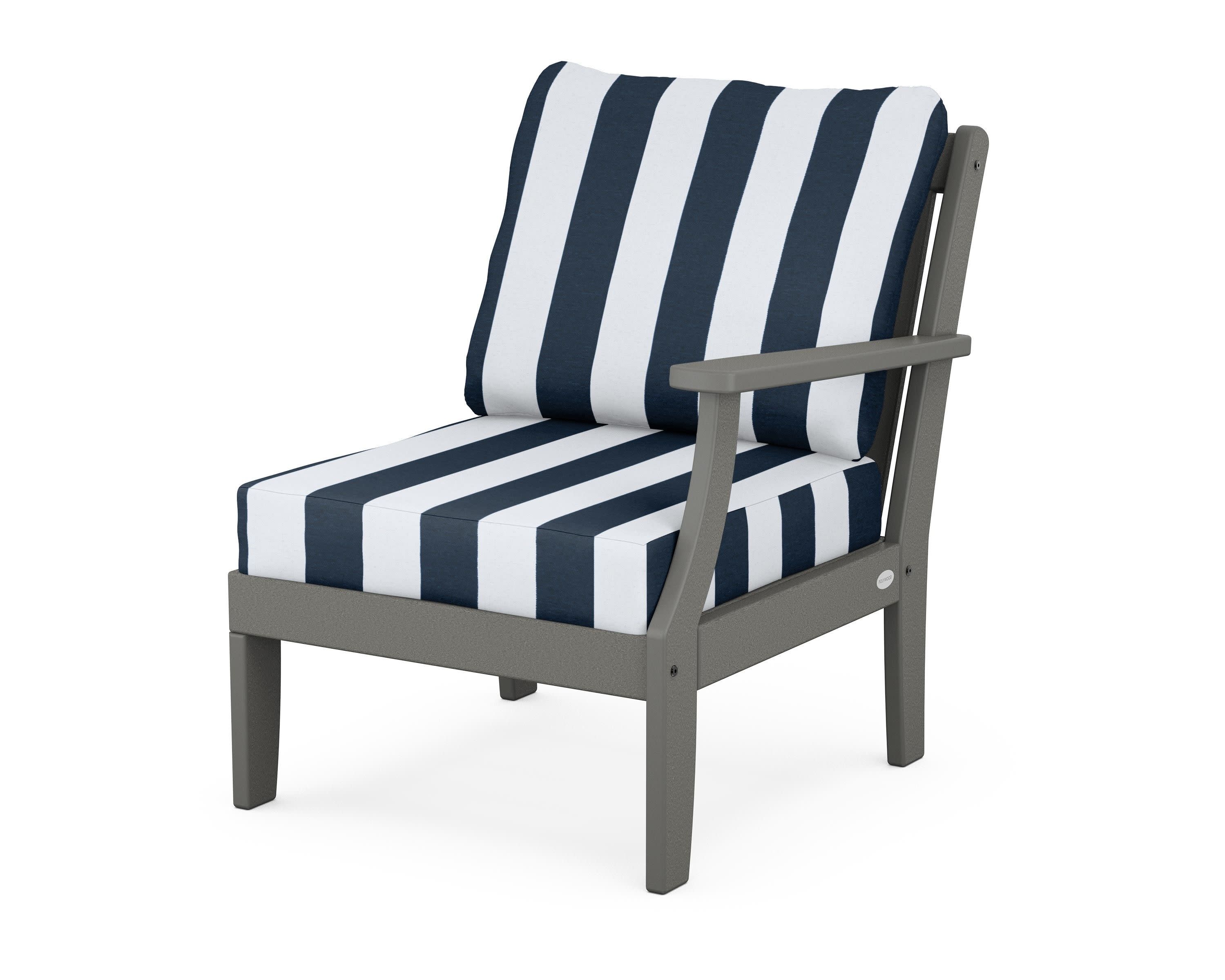 Braxton Modular Right Arm Chair in Slate Grey / Cabana Stripe Marine Indigo