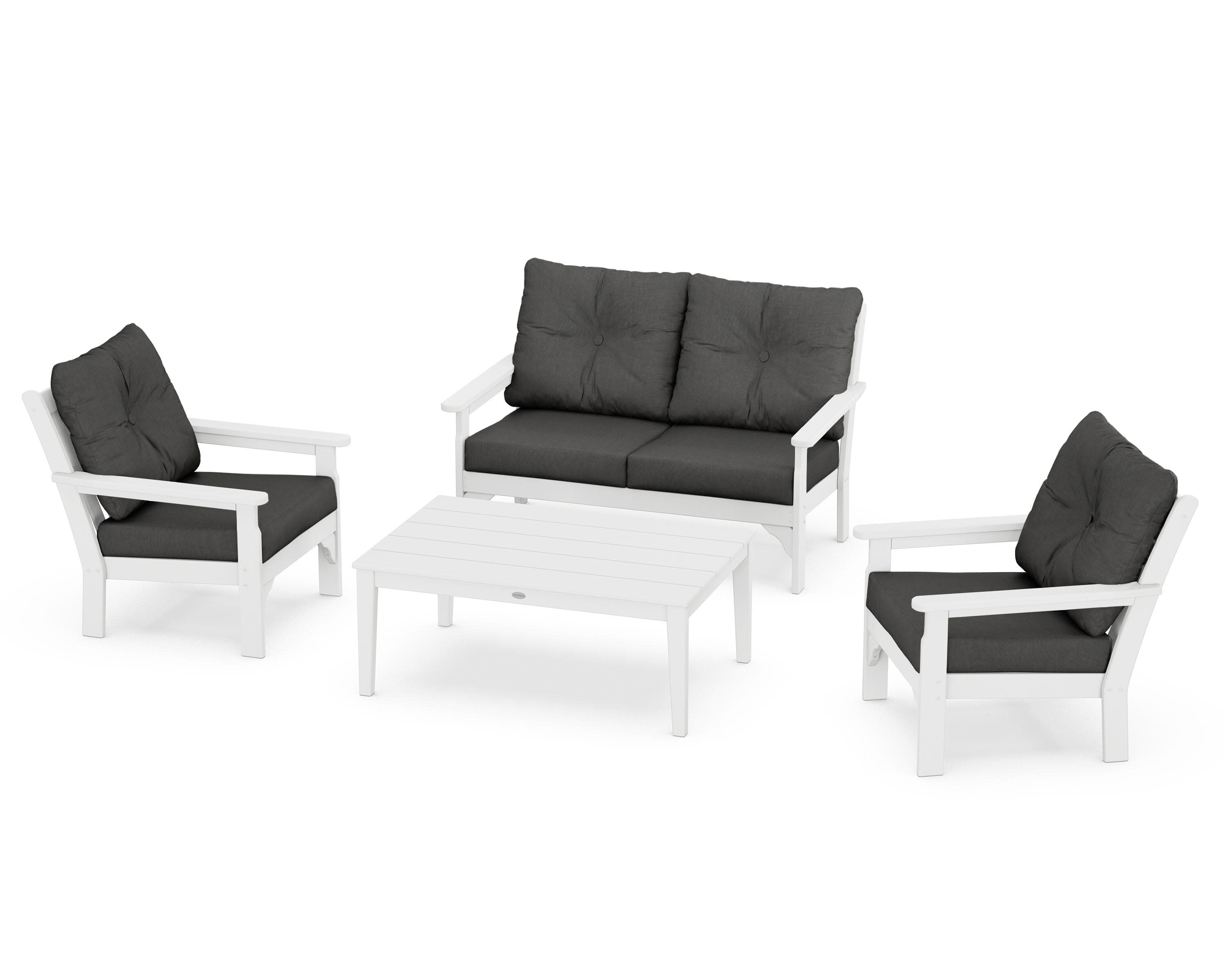 Vineyard 4-Piece Deep Seating Set in White / Spectrum Carbon