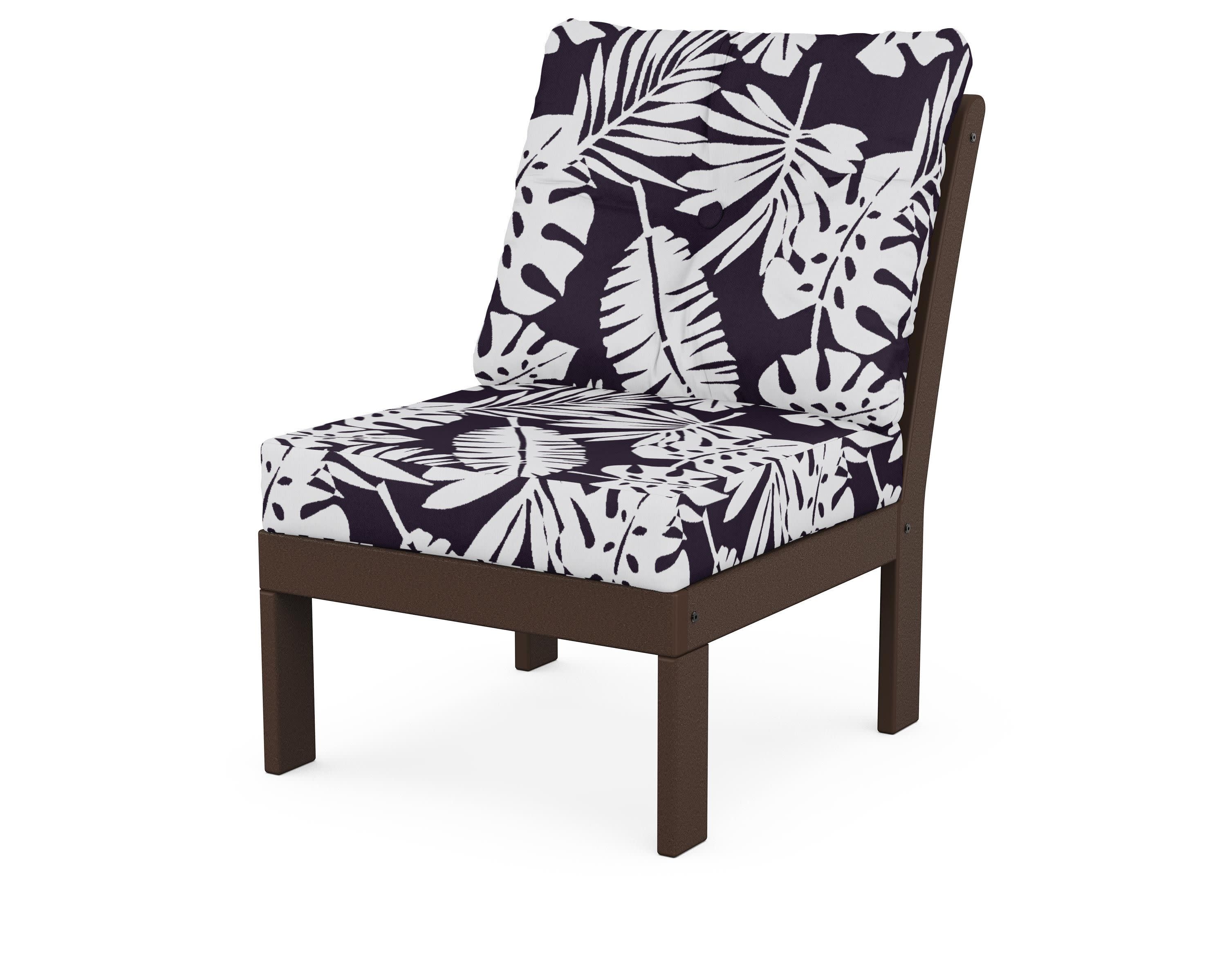 Vineyard Modular Armless Chair in Mahogany / Leaf Navy