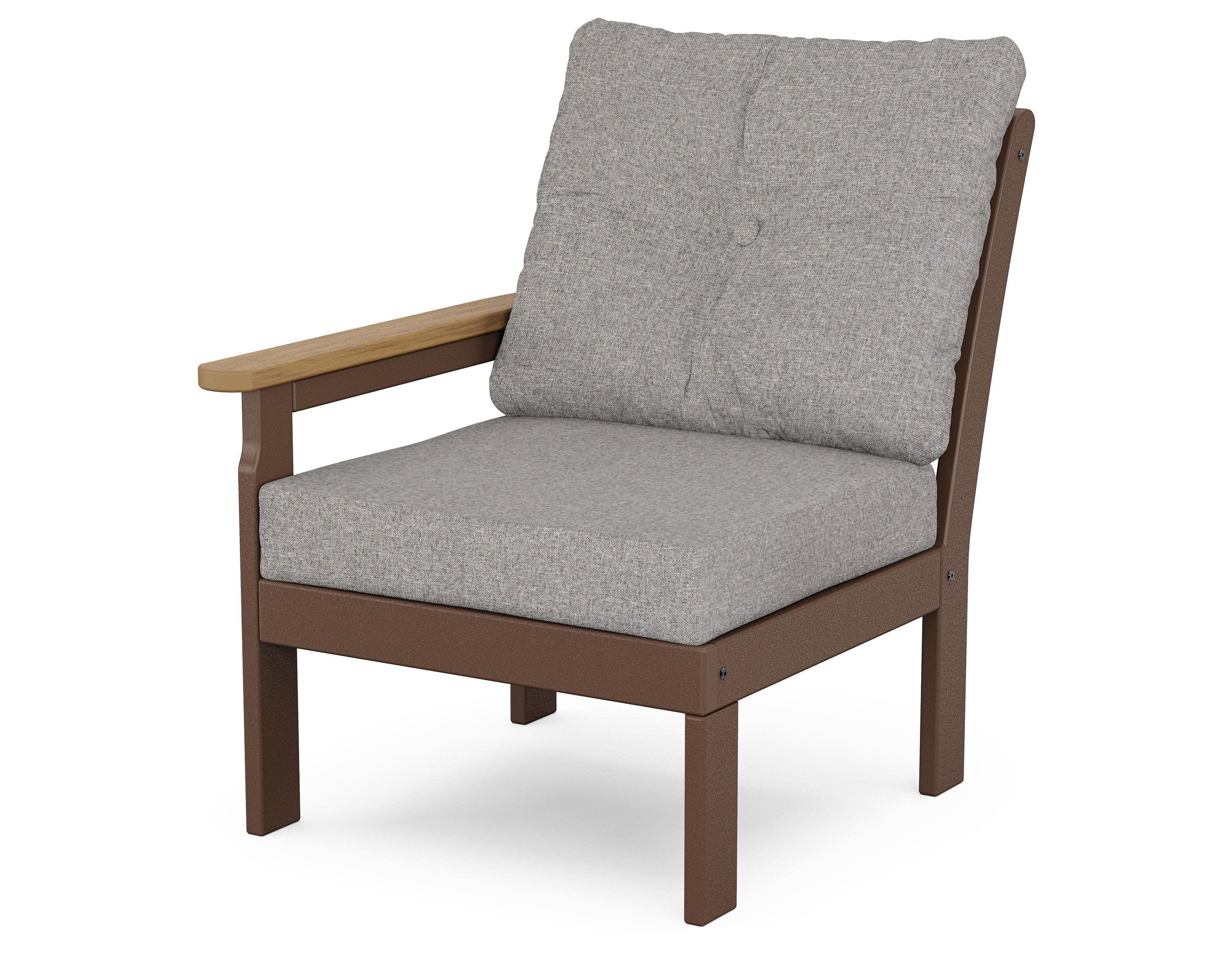 Vineyard Modular Left Arm Chair in Mahogany / Natural / Grey Mist