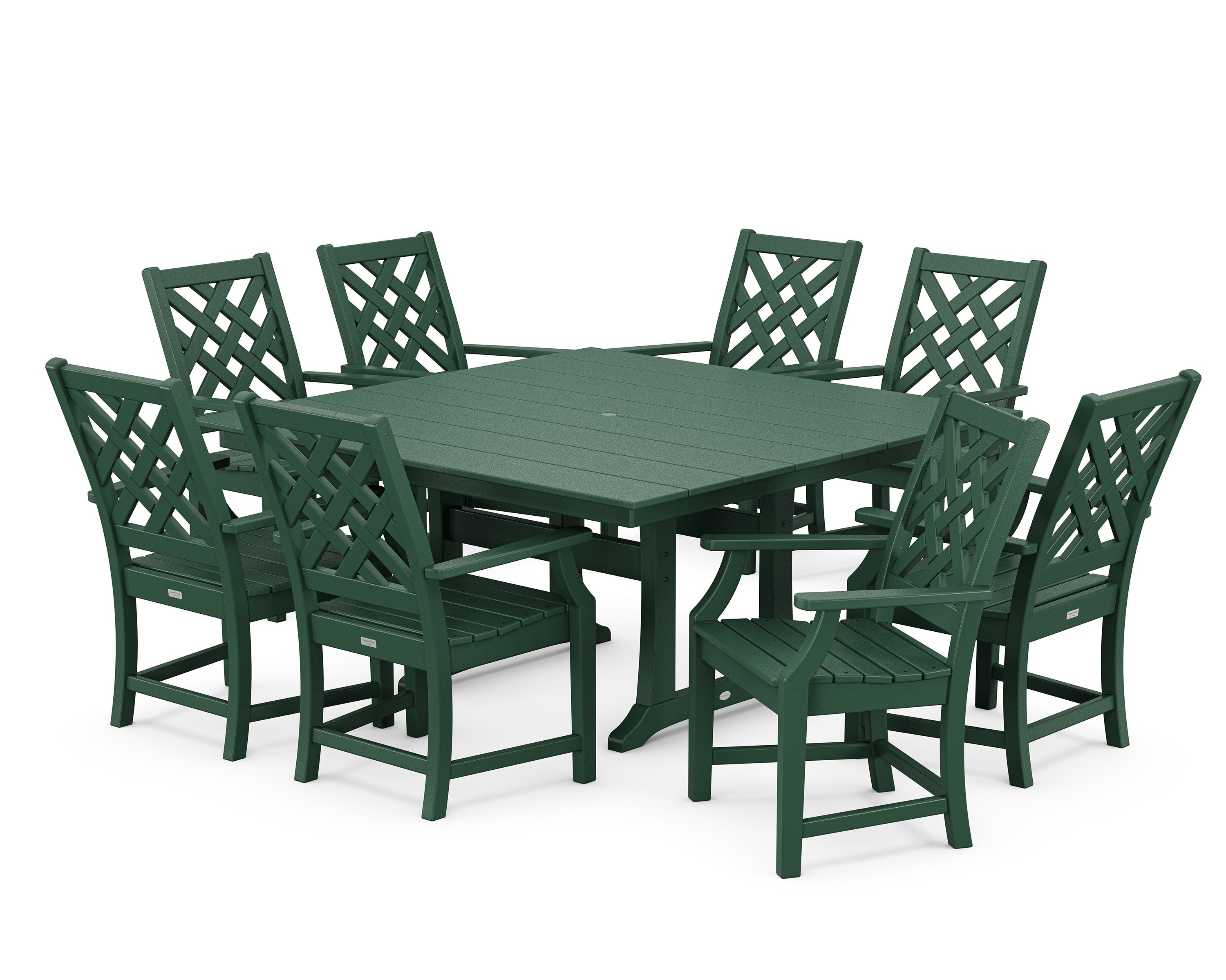 Wovendale 9-Piece Square Farmhouse Dining Set with Trestle Legs in Green