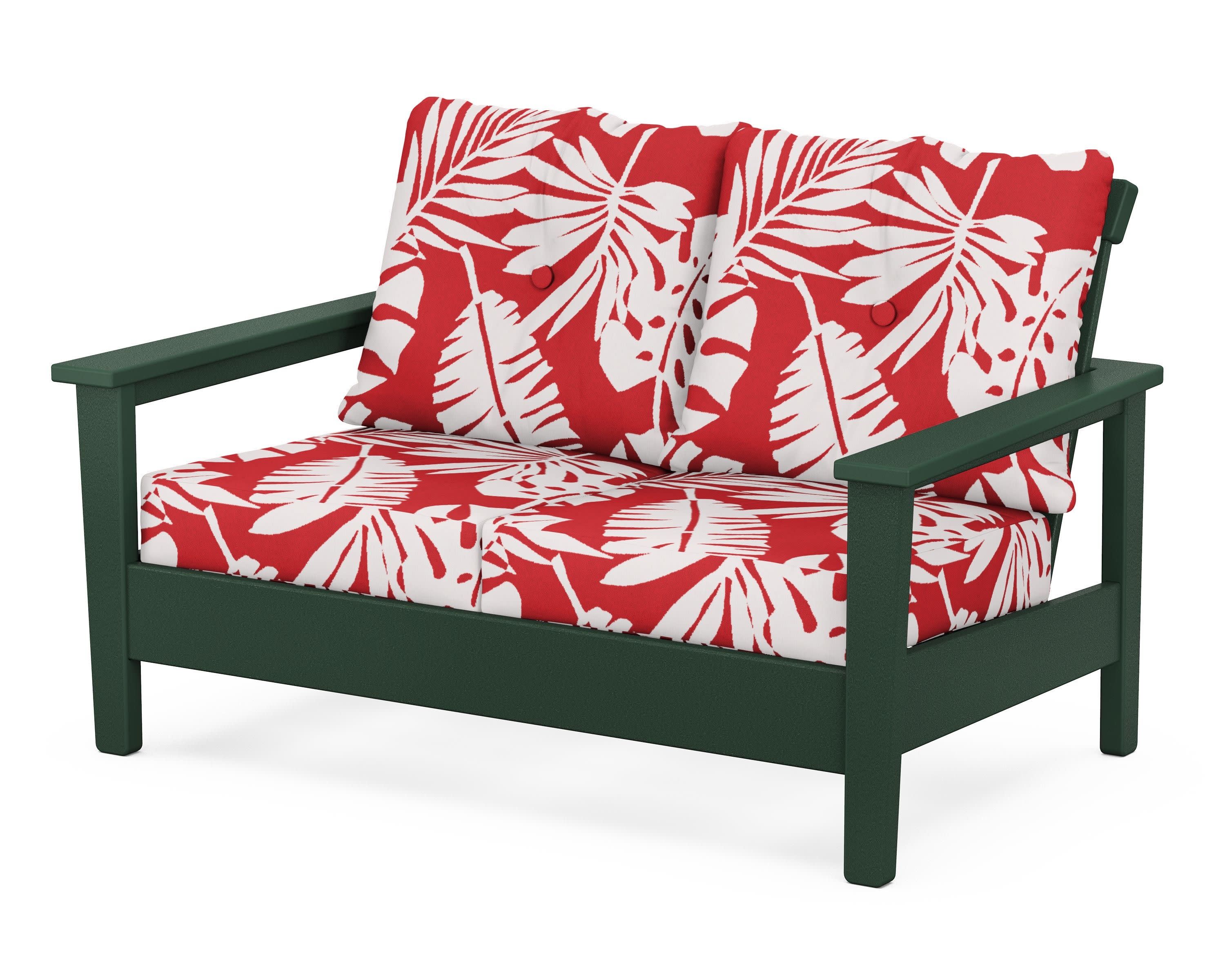 Prescott Deep Seating Loveseat in Green / Leaf Crimson