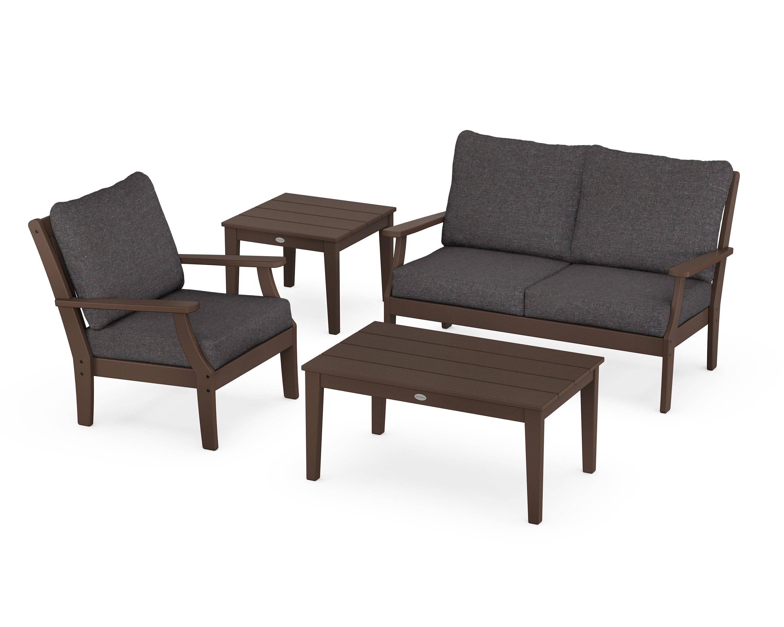 Braxton 4-Piece Deep Seating Set in Mahogany / Ash Charcoal