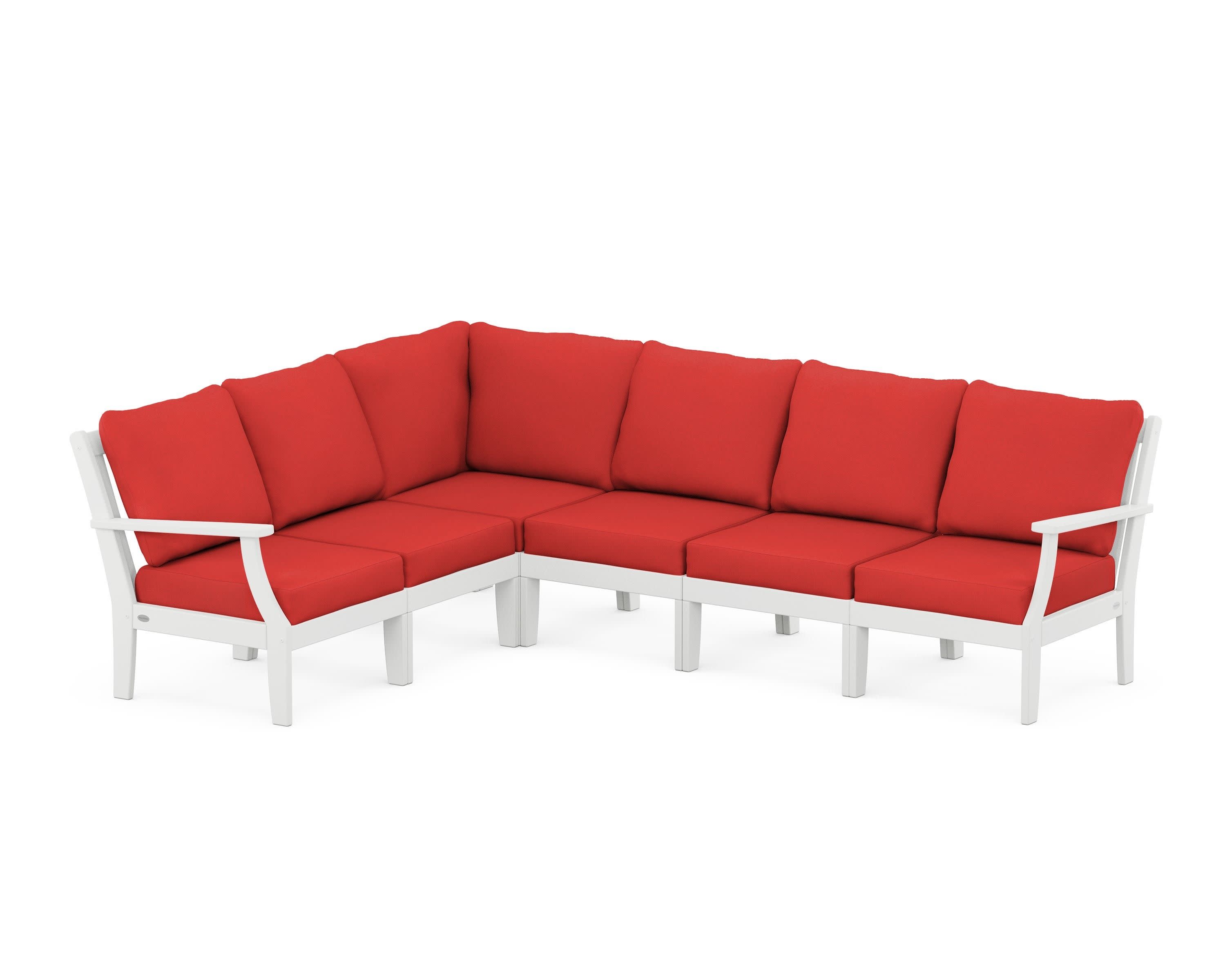 Braxton Modular 6-Piece Deep Seating Set in White / Crimson Linen