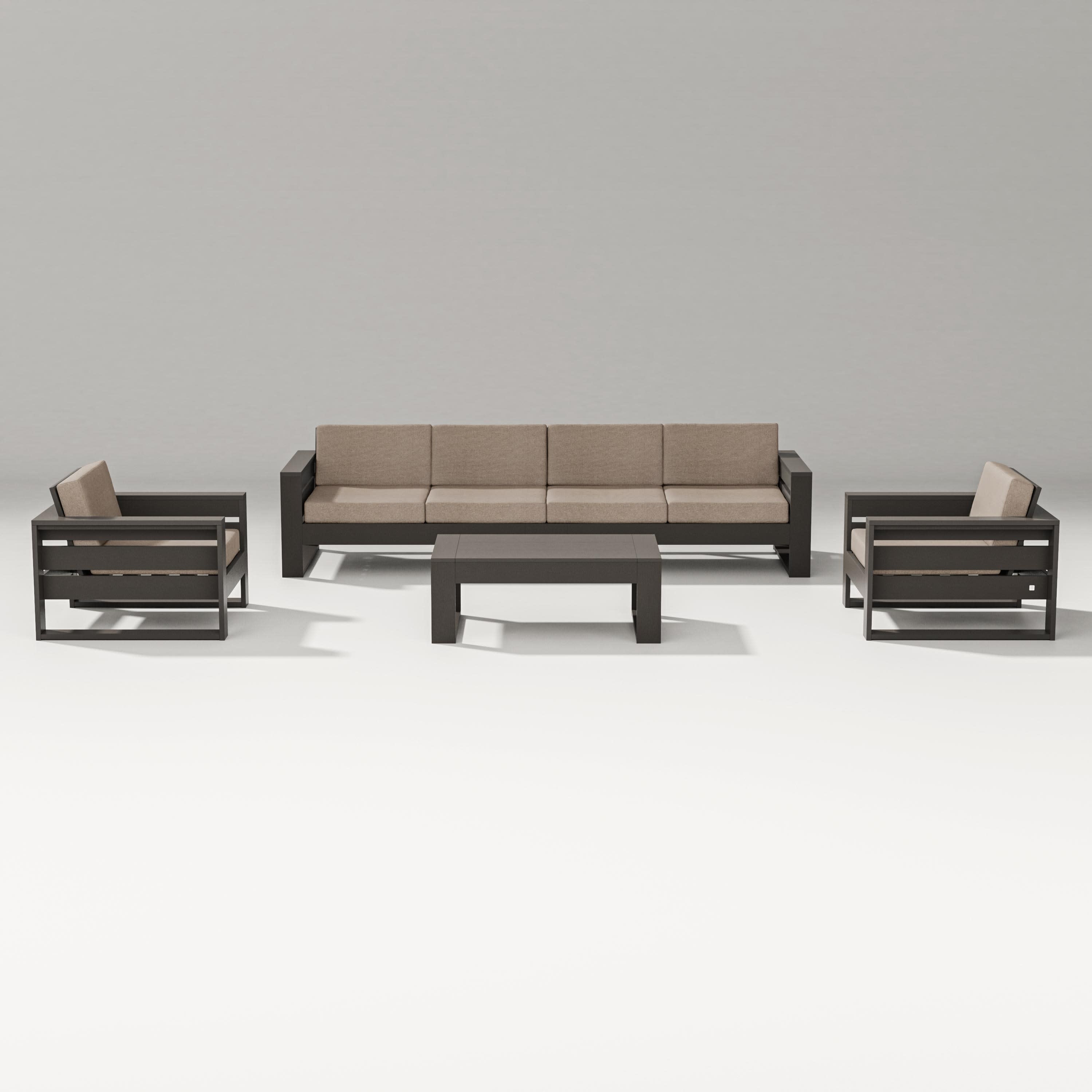 Latitude 5-Piece Lounge Sofa Set in Vintage Coffee / Spiced Burlap