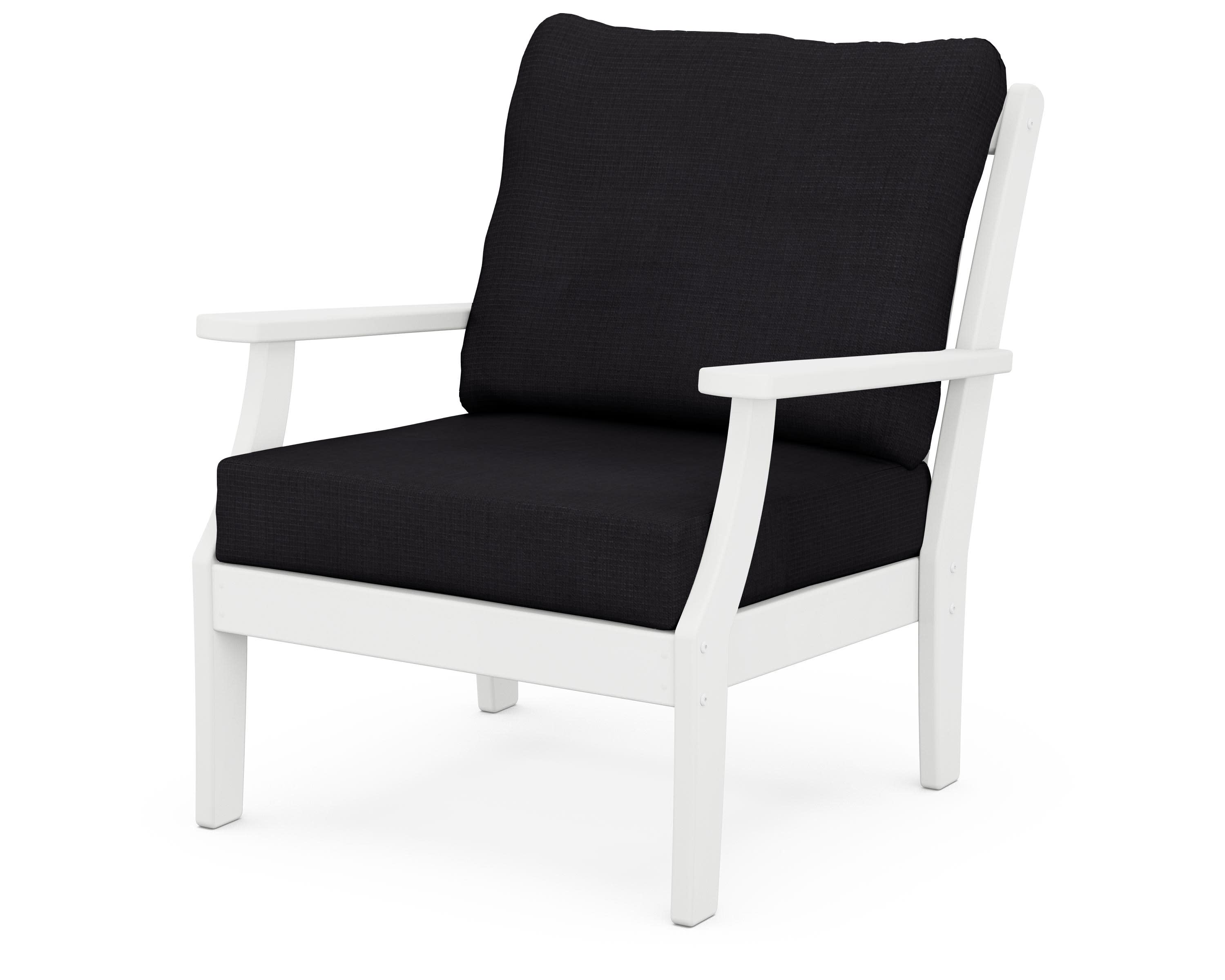 Braxton Deep Seating Chair in White / Midnight Linen