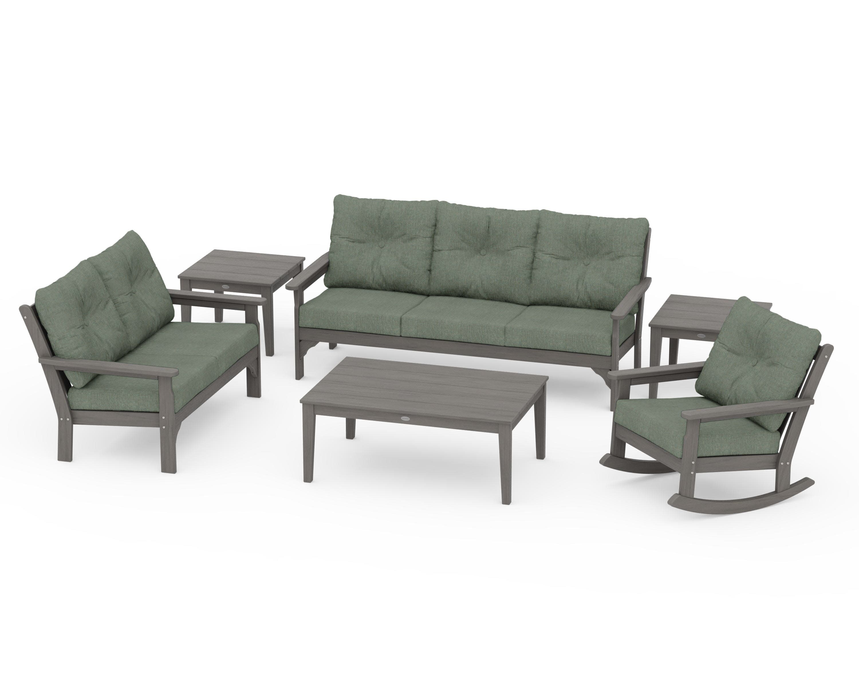 Vineyard 6-Piece Deep Seating Set in Driftwood / Cast Sage
