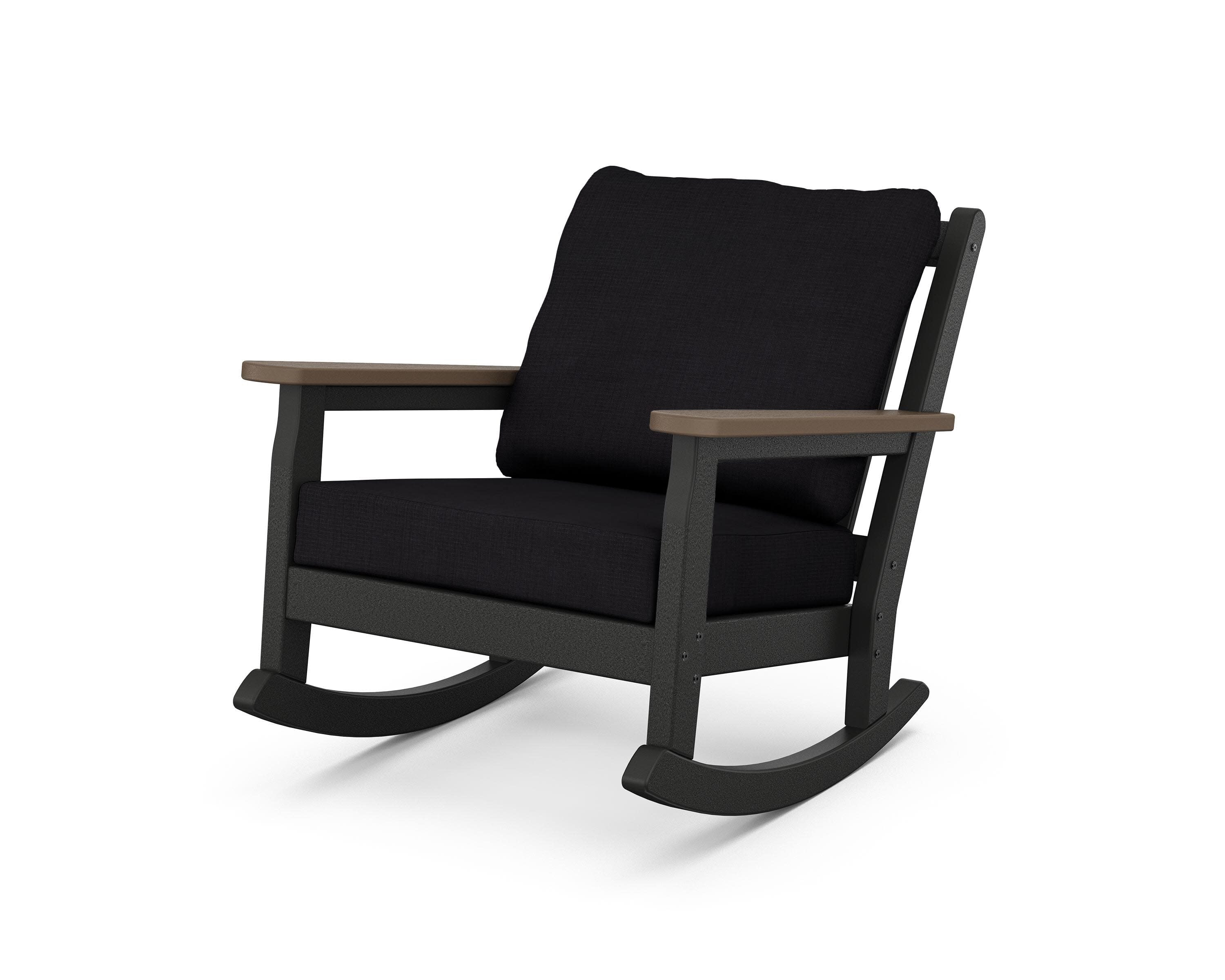Chippendale Deep Seating Rocking Chair in Black / Kona / Midnight Linen