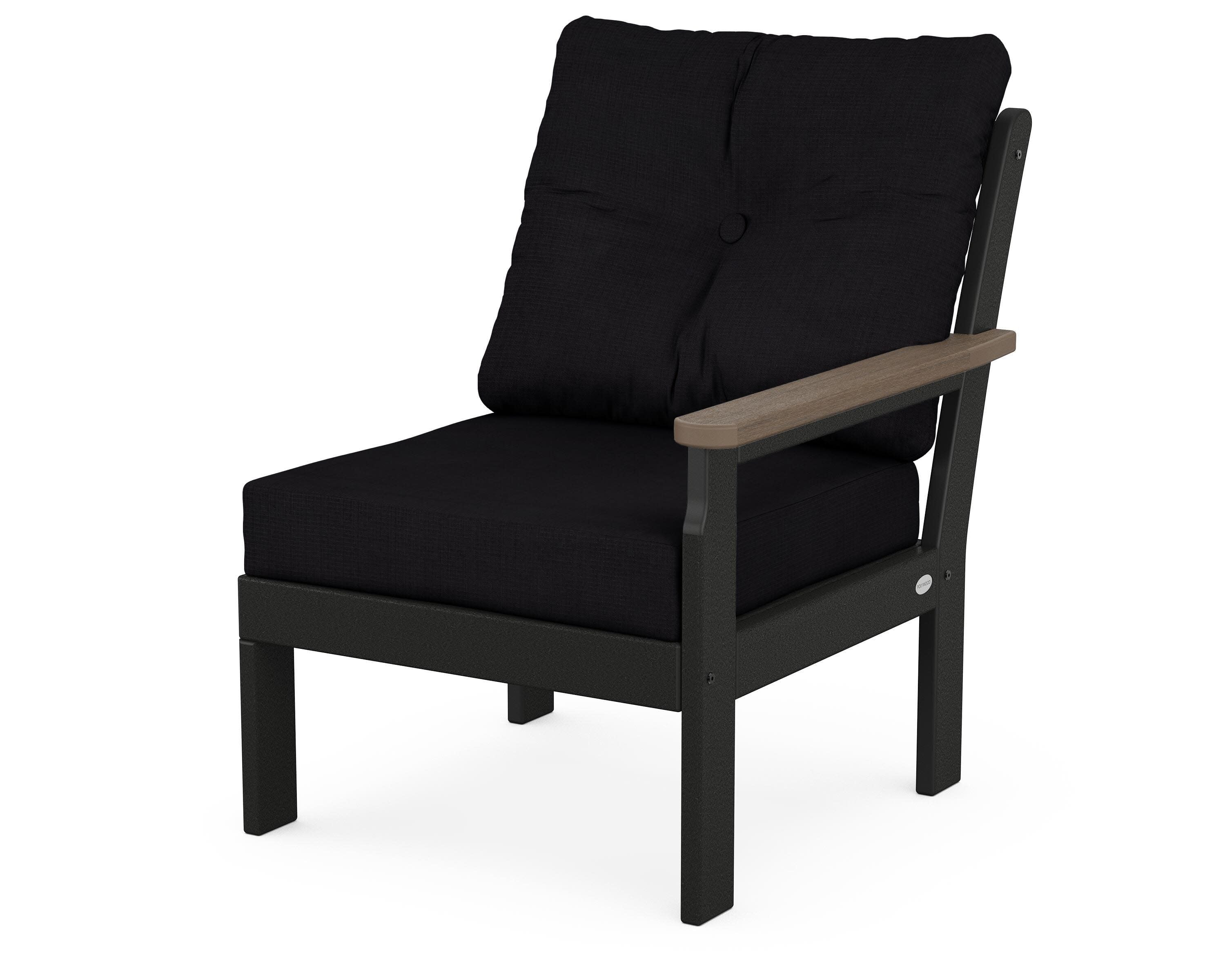 Vineyard Modular Right Arm Chair in Black / Kona / Midnight Linen
