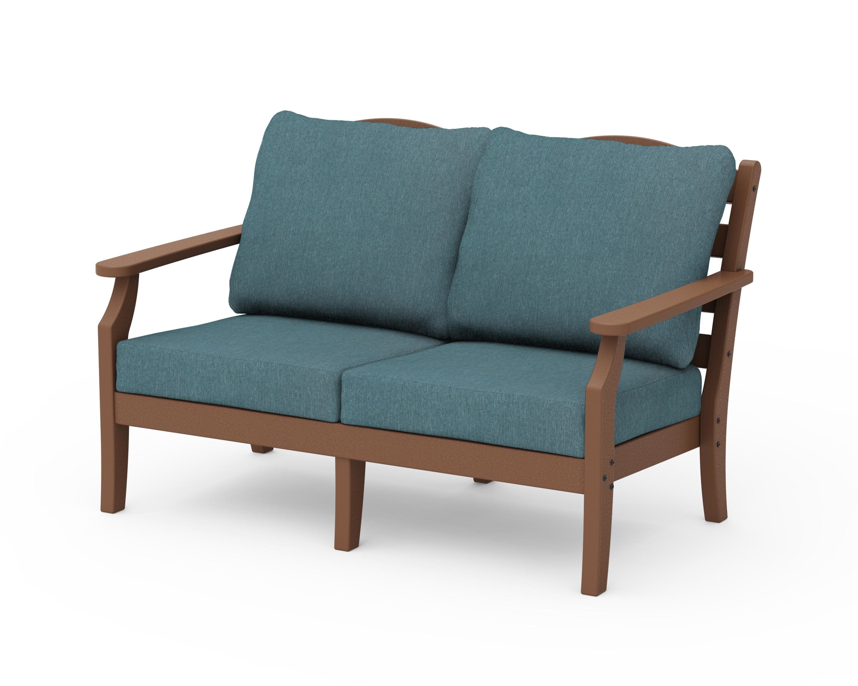 Savannah Deep Seating Loveseat in Teak / Ocean Teal