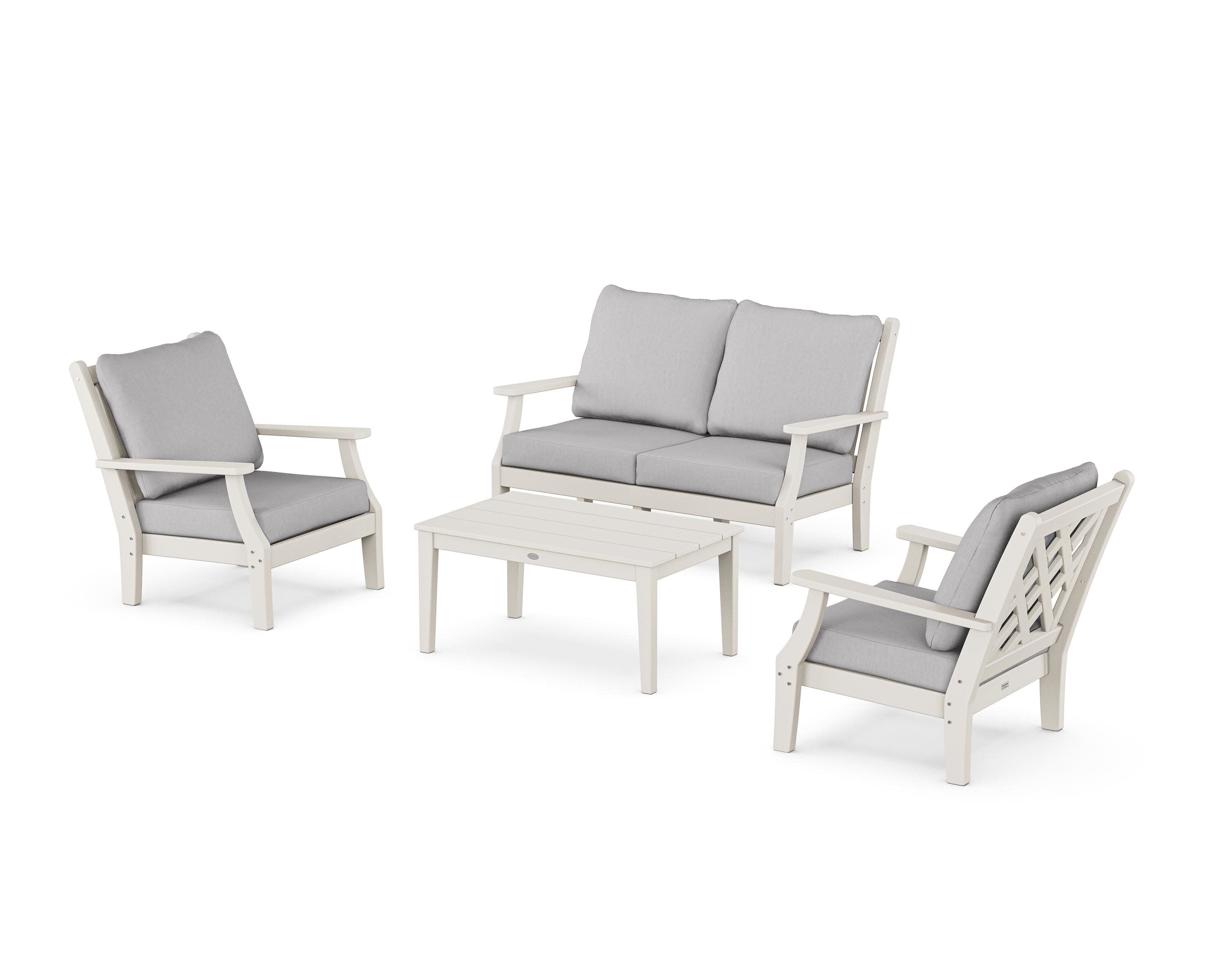 Wovendale 4-Piece Deep Seating Set with Loveseat in Sand / Granite