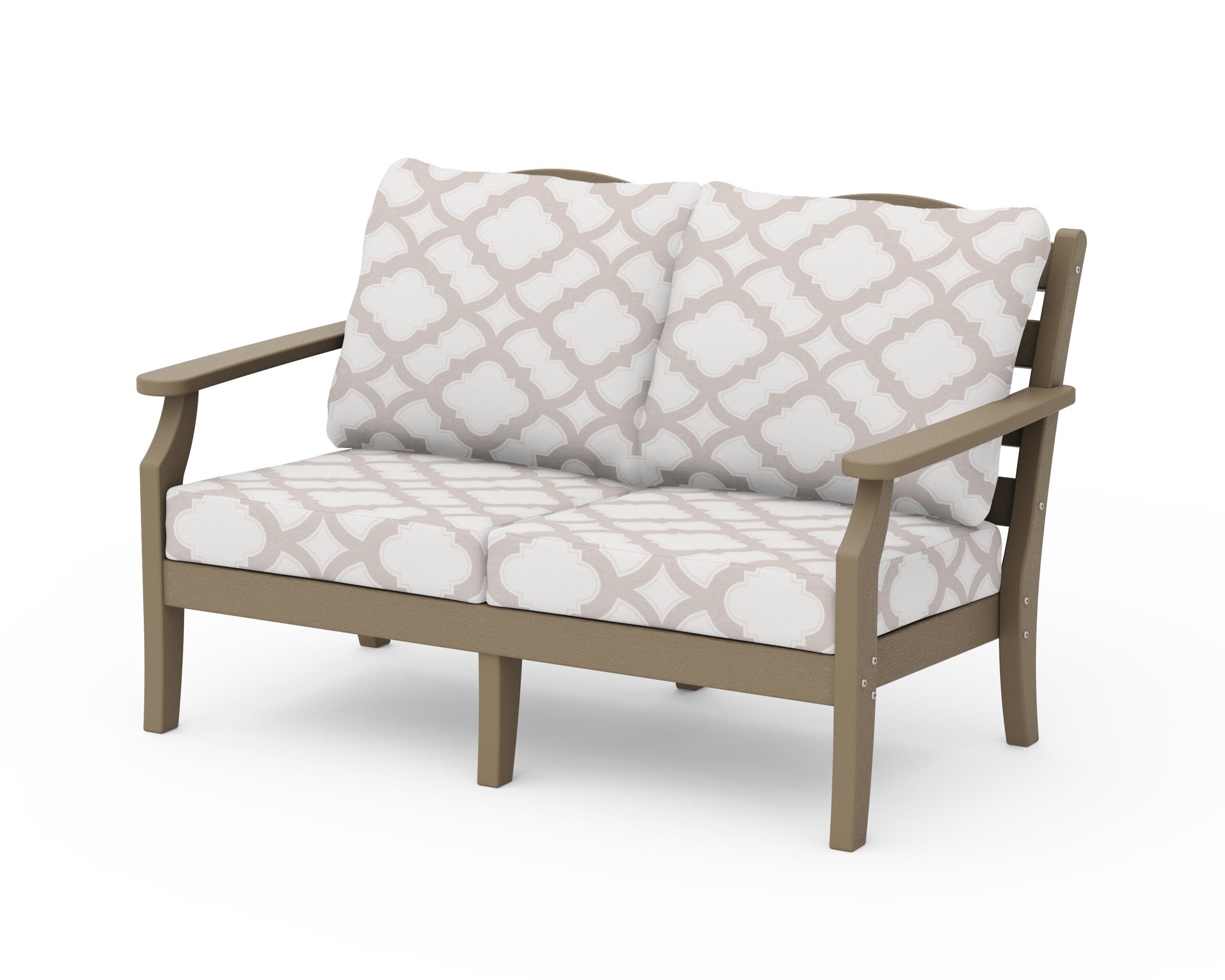 Savannah Deep Seating Loveseat in Vintage Sahara / Trellis Dune Burlap