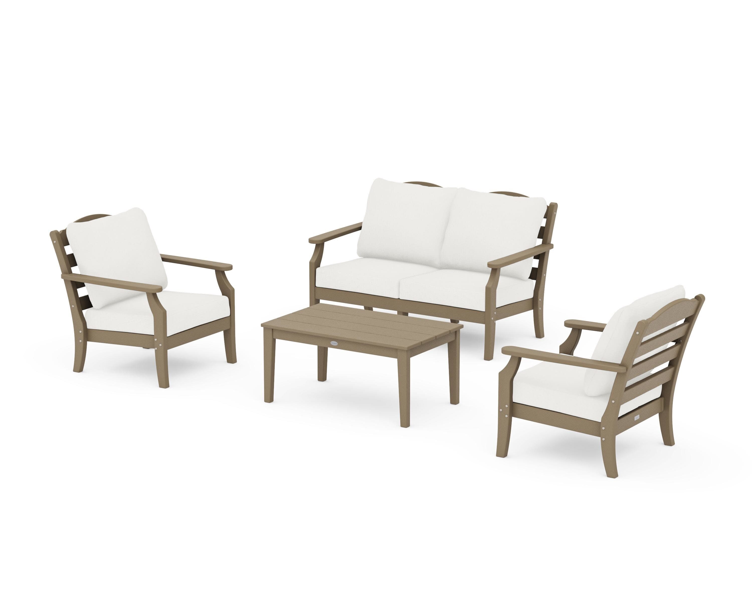 Savannah 4-Piece Deep Seating Set with Loveseat in Vintage Sahara / Natural Linen