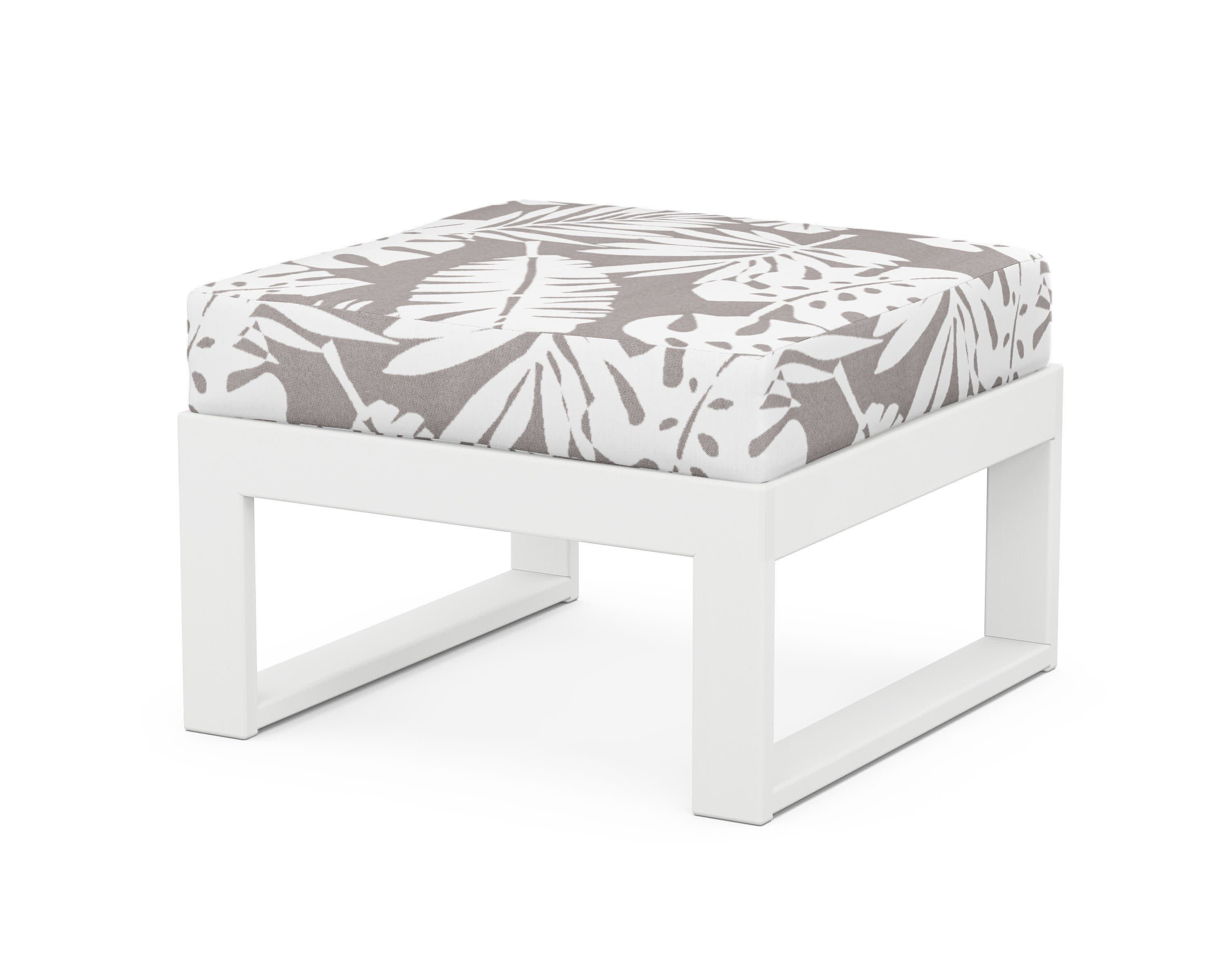 Modular Ottoman - Modern in White / Leaf Grey Mist