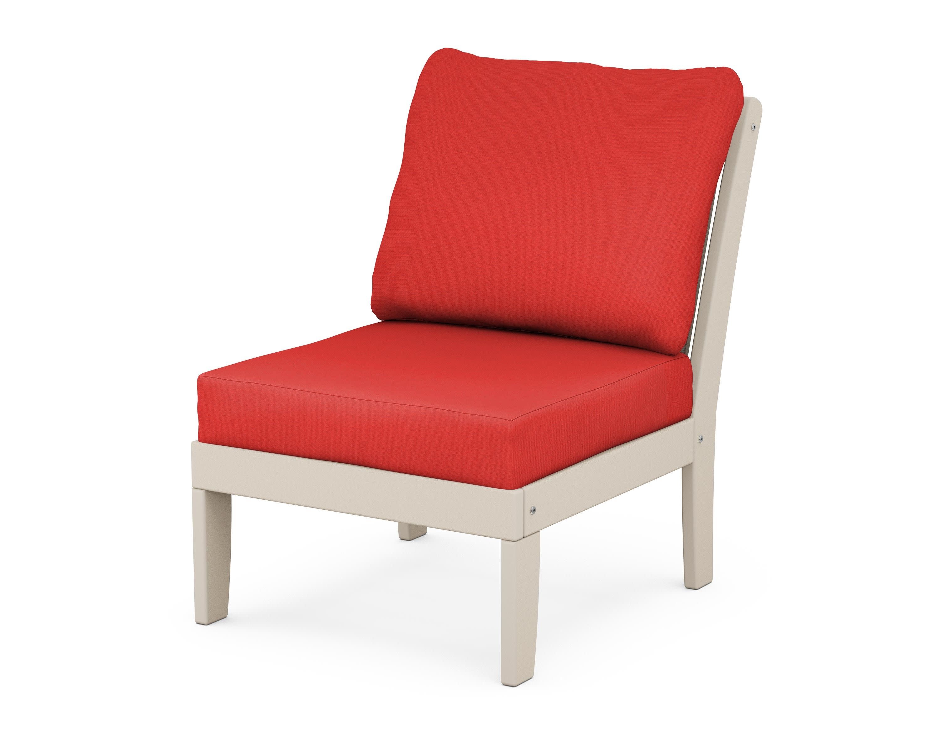 Braxton Modular Armless Chair in Sand / Crimson Linen