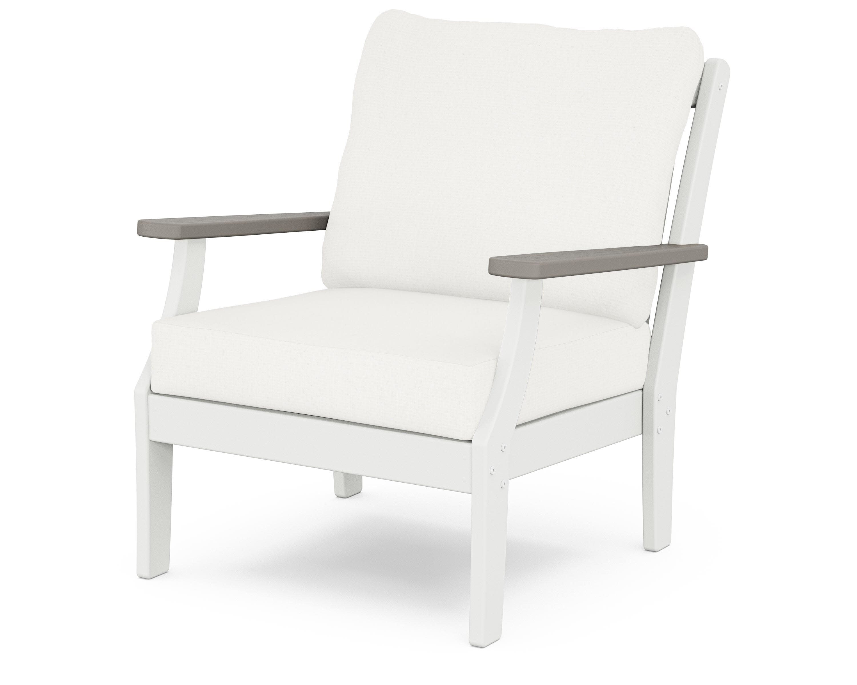 Braxton Deep Seating Chair in White / Driftwood / Natural Linen