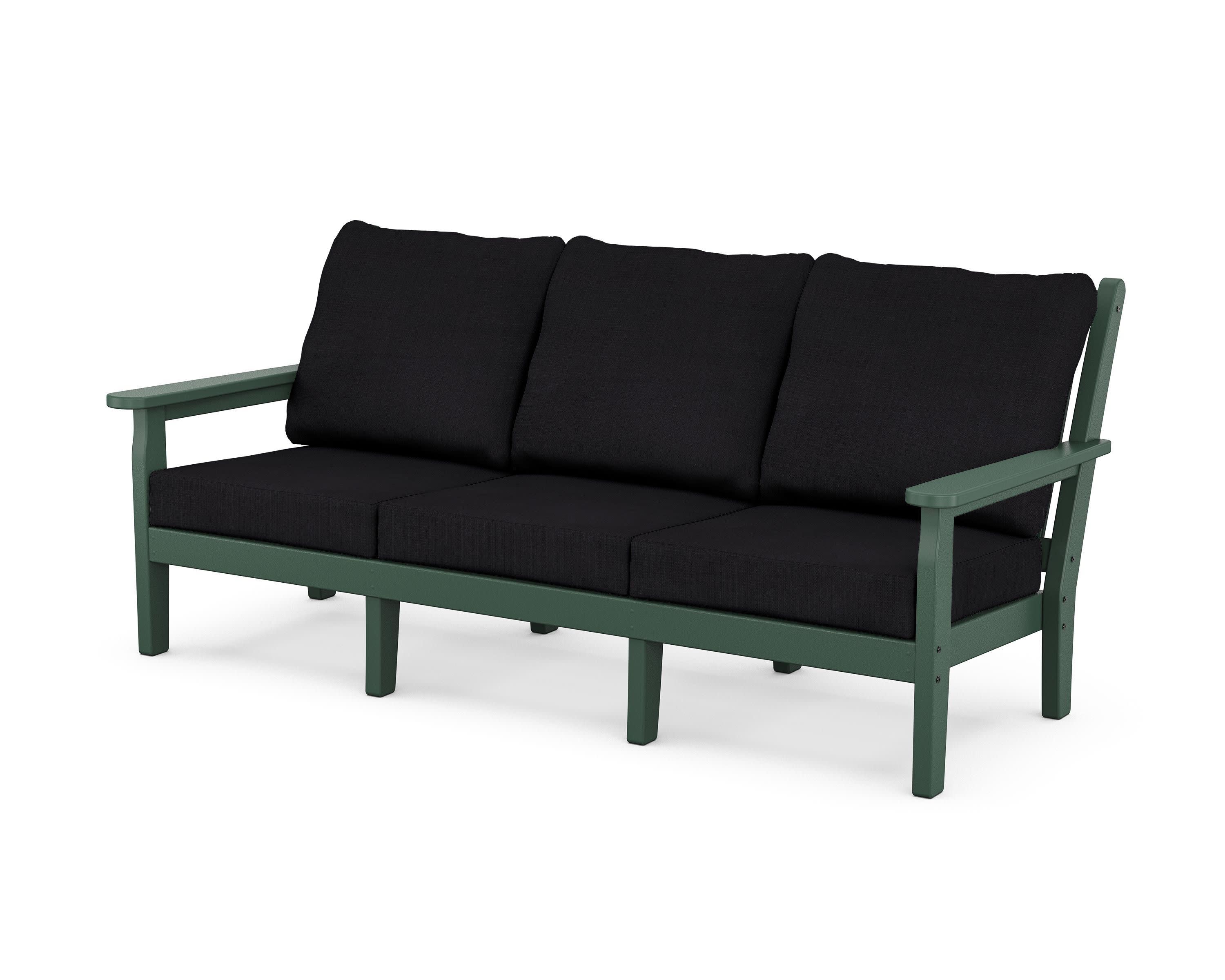 Chippendale Deep Seating Sofa in Green / Midnight Linen