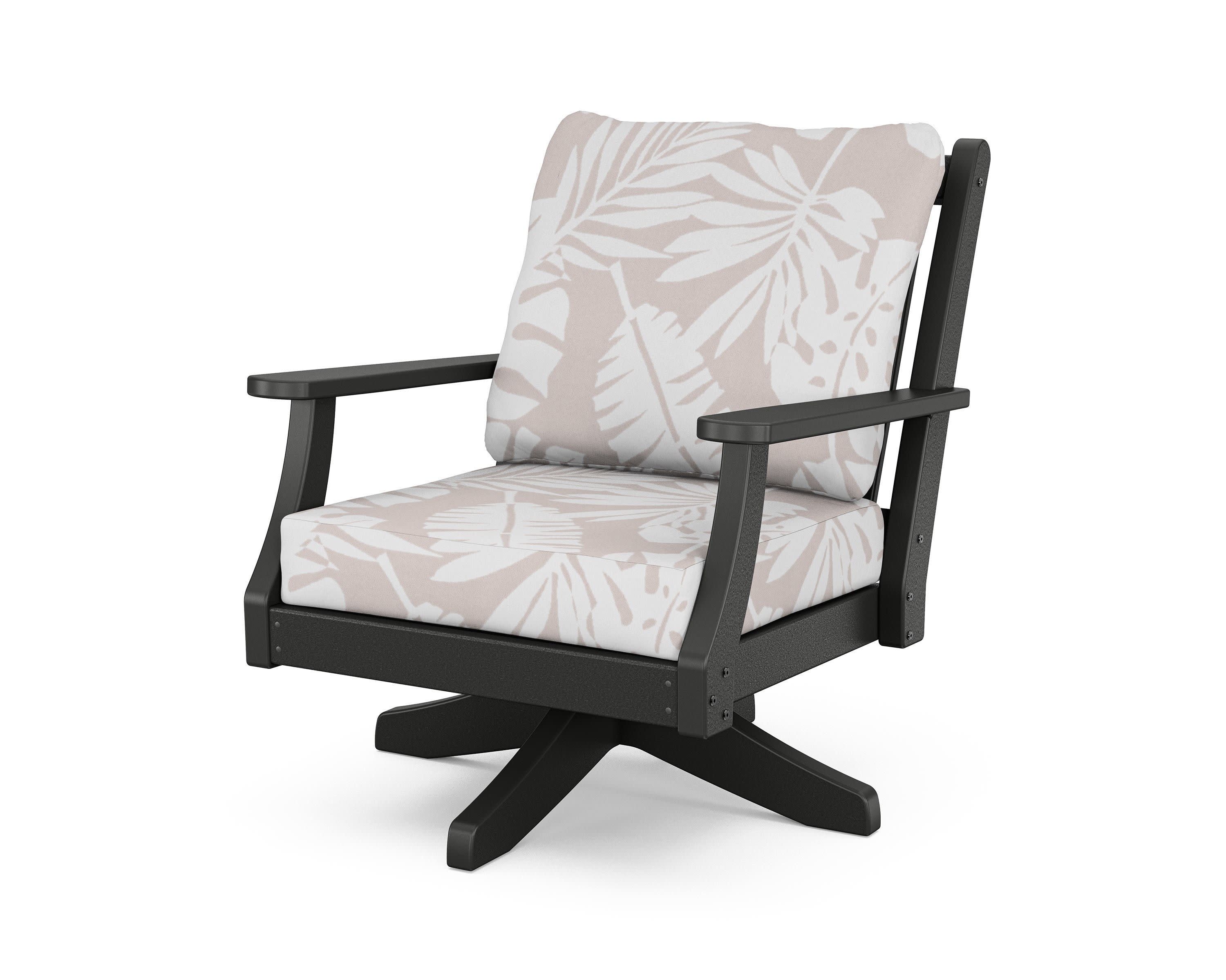 Wovendale Deep Seating Swivel Chair in Black / Leaf Dune Burlap
