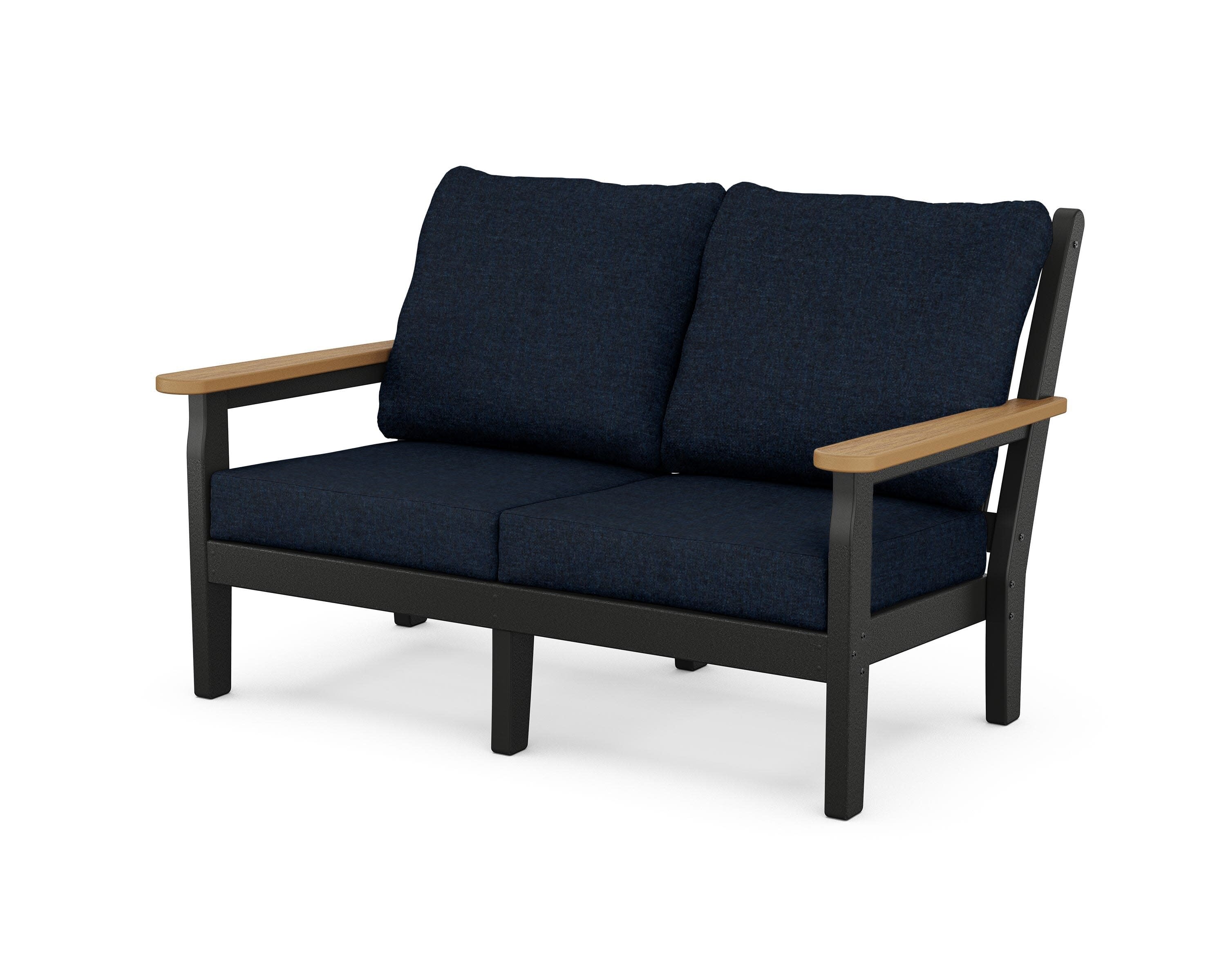 Chippendale Deep Seating Loveseat in Black / Natural / Marine Indigo