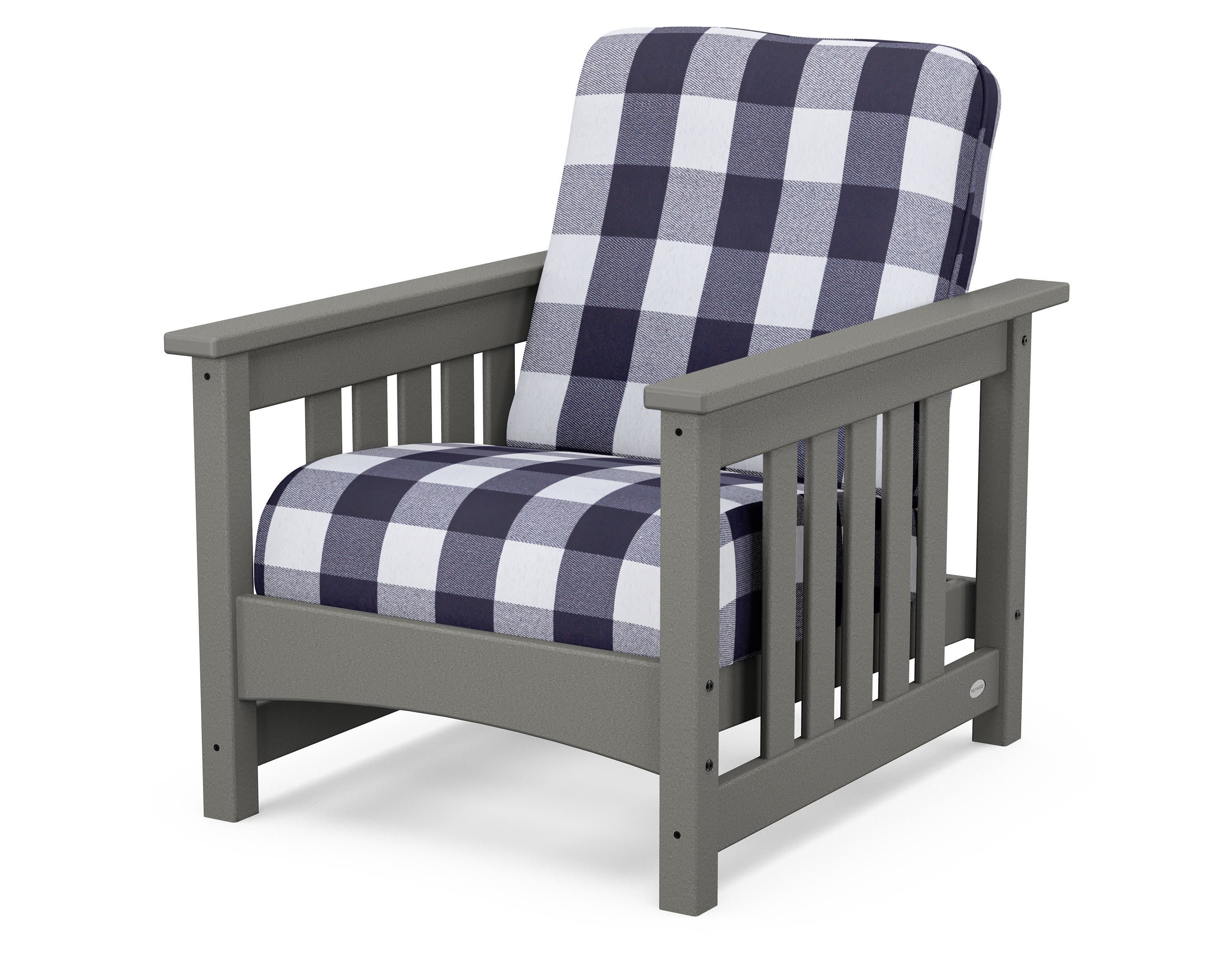 Club Mission Chair in Slate Grey / Buffalo Plaid Navy