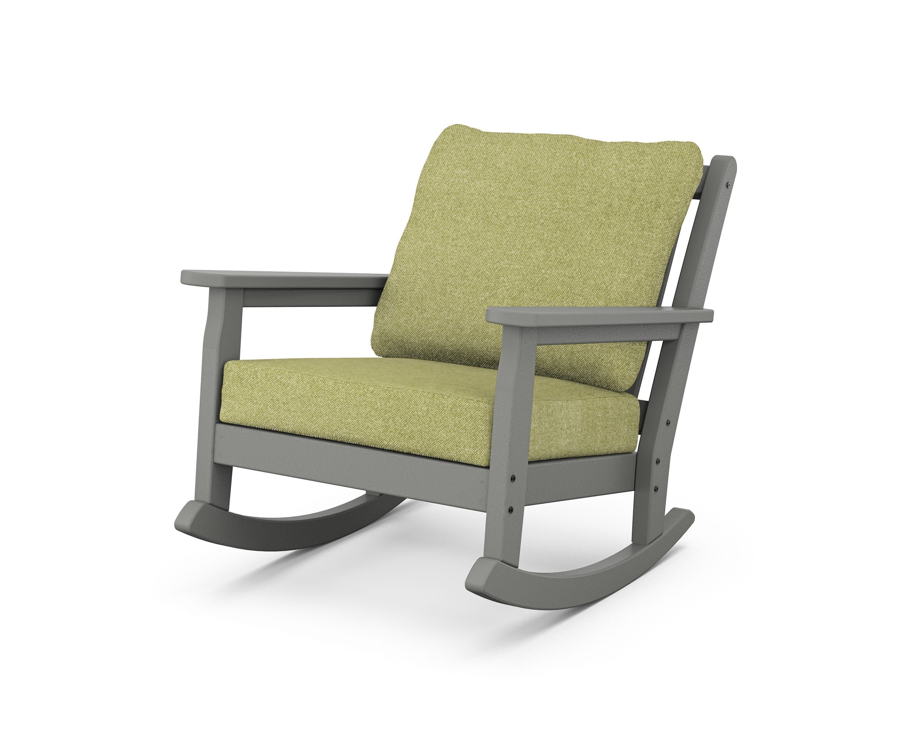 Chippendale Deep Seating Rocking Chair in Slate Grey / Chartreuse Boucle