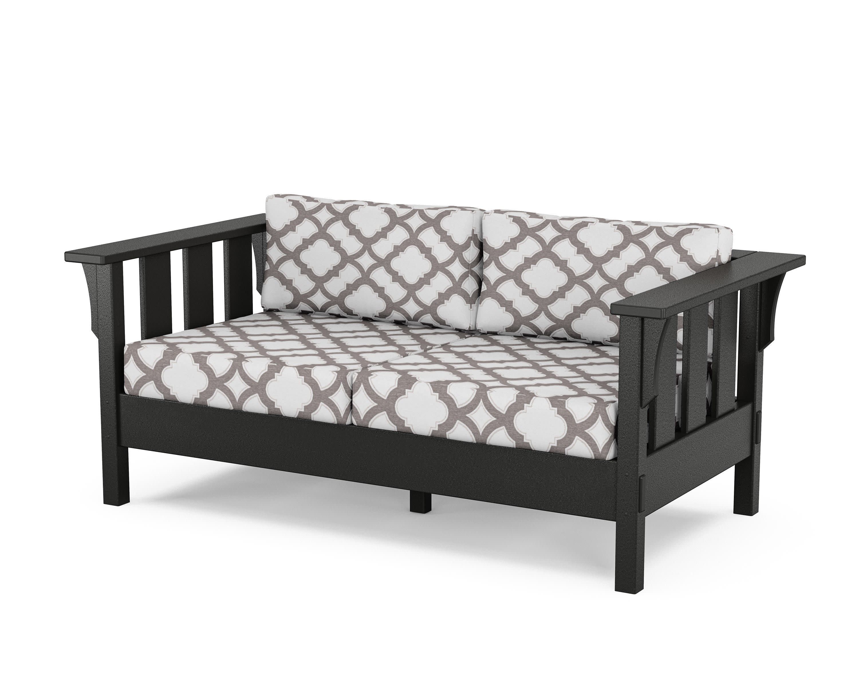 Acadia Deep Seating Loveseat in Black / Trellis Grey Mist