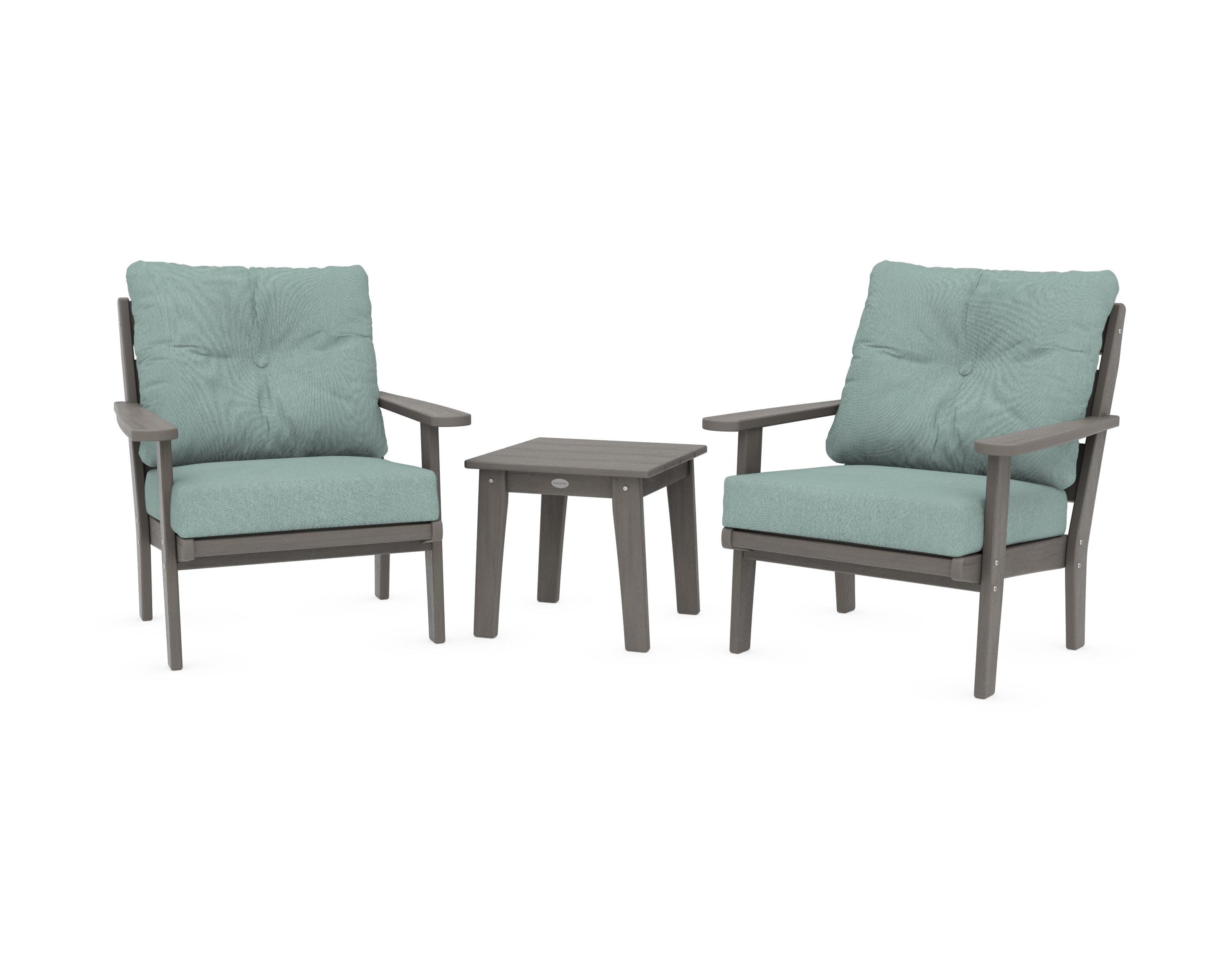 Lakeside 3-Piece Deep Seating Chair Set in Driftwood / Glacier Spa