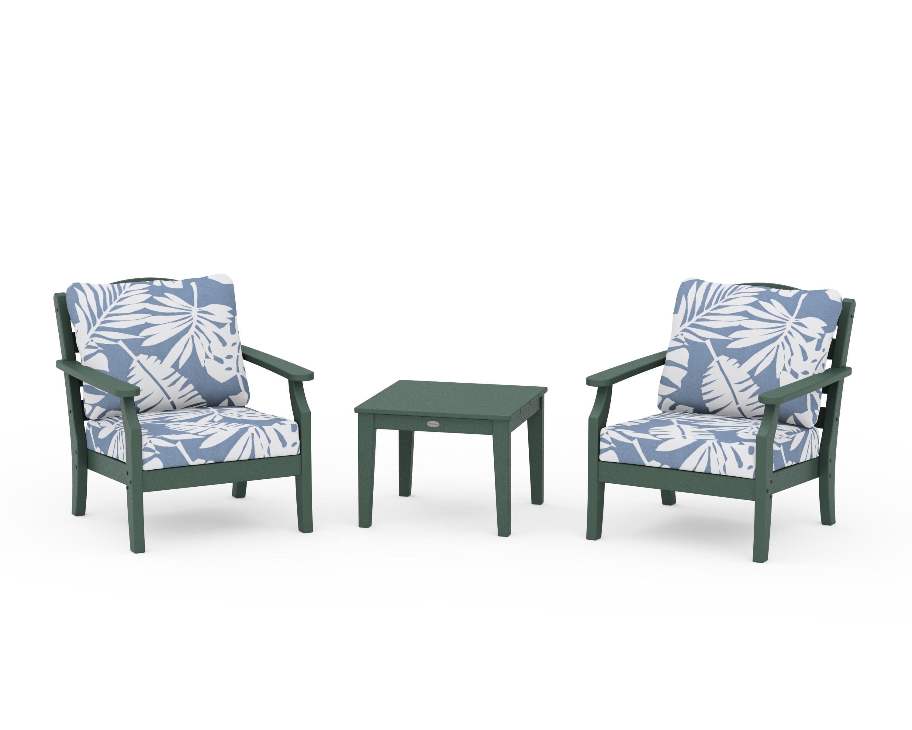Savannah 3-Piece Deep Seating Set in Green / Leaf Sky Blue