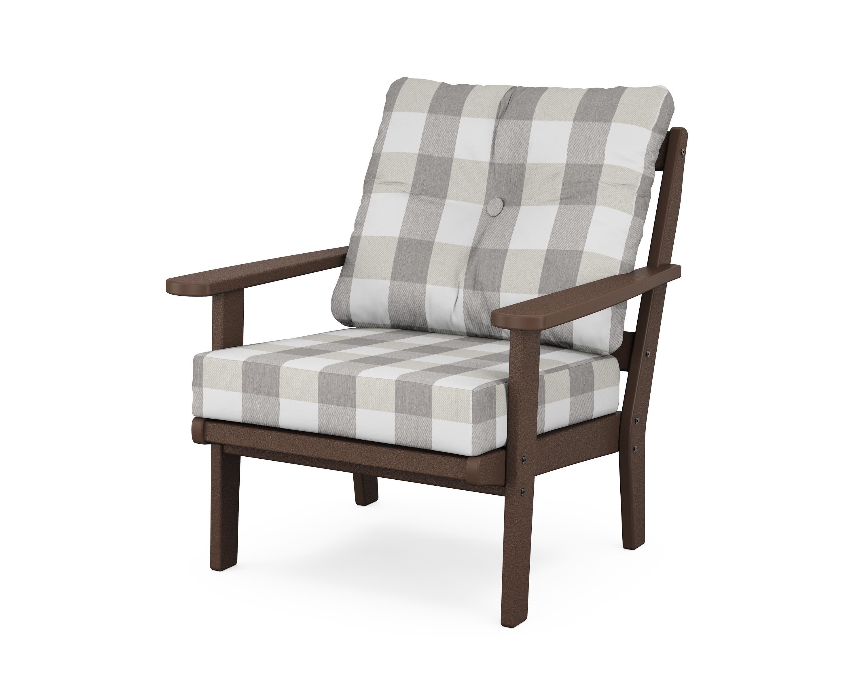 Mission Deep Seating Chair in Mahogany / Buffalo Plaid Grey Mist
