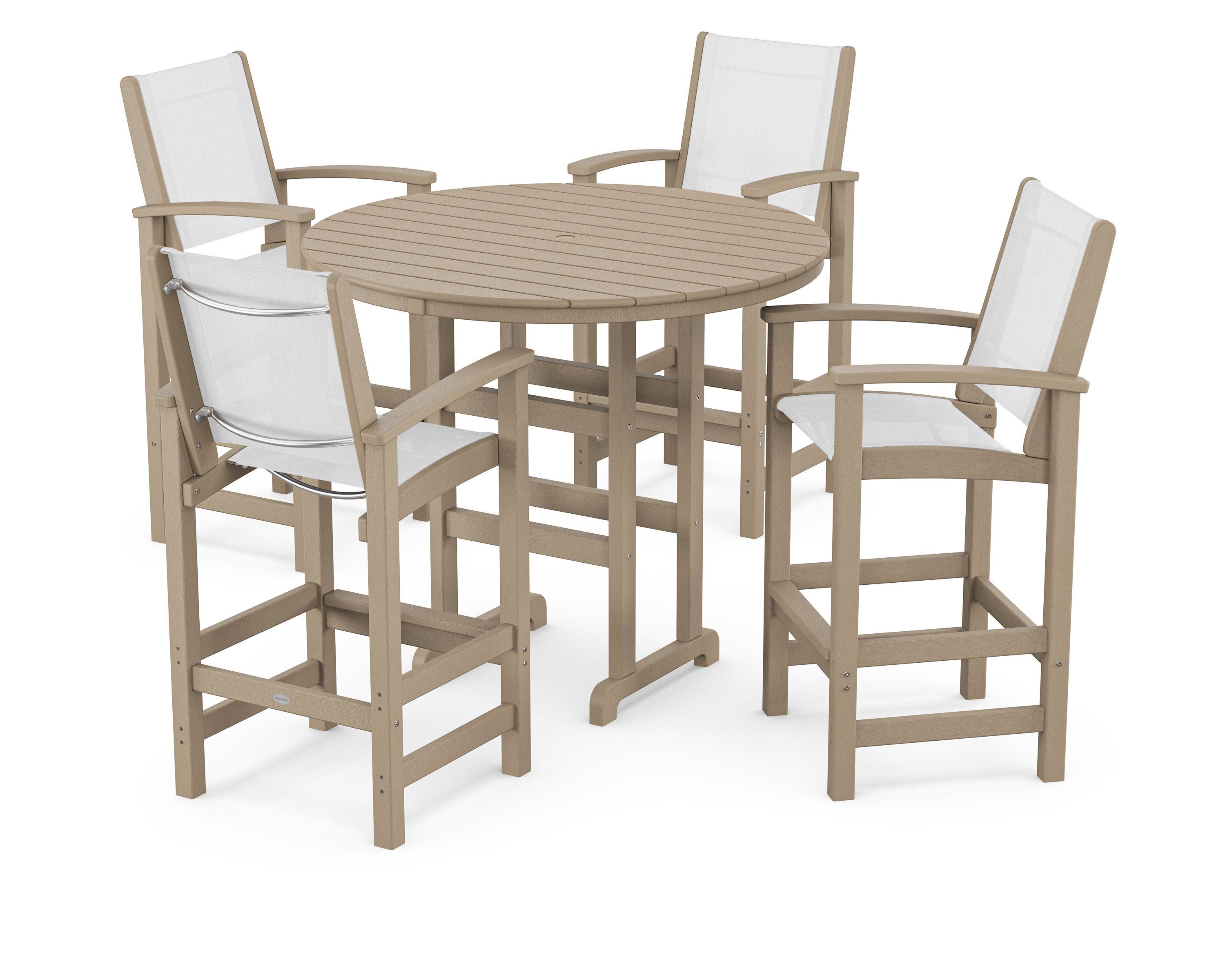 Coastal 5-Piece Nautical Trestle Bar Set in Vintage Sahara / White Sling