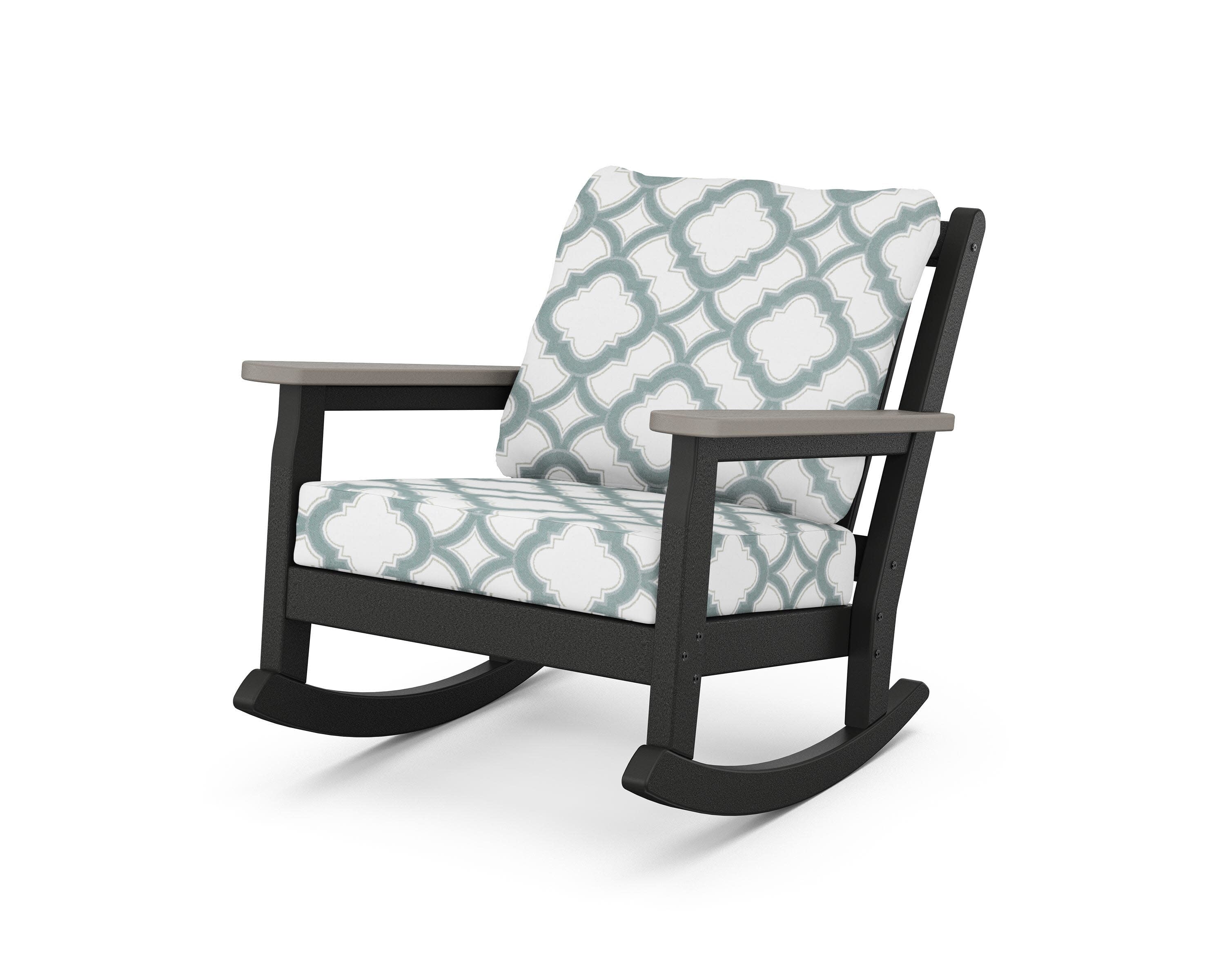 Chippendale Deep Seating Rocking Chair in Black / Driftwood / Trellis Glacier Spa