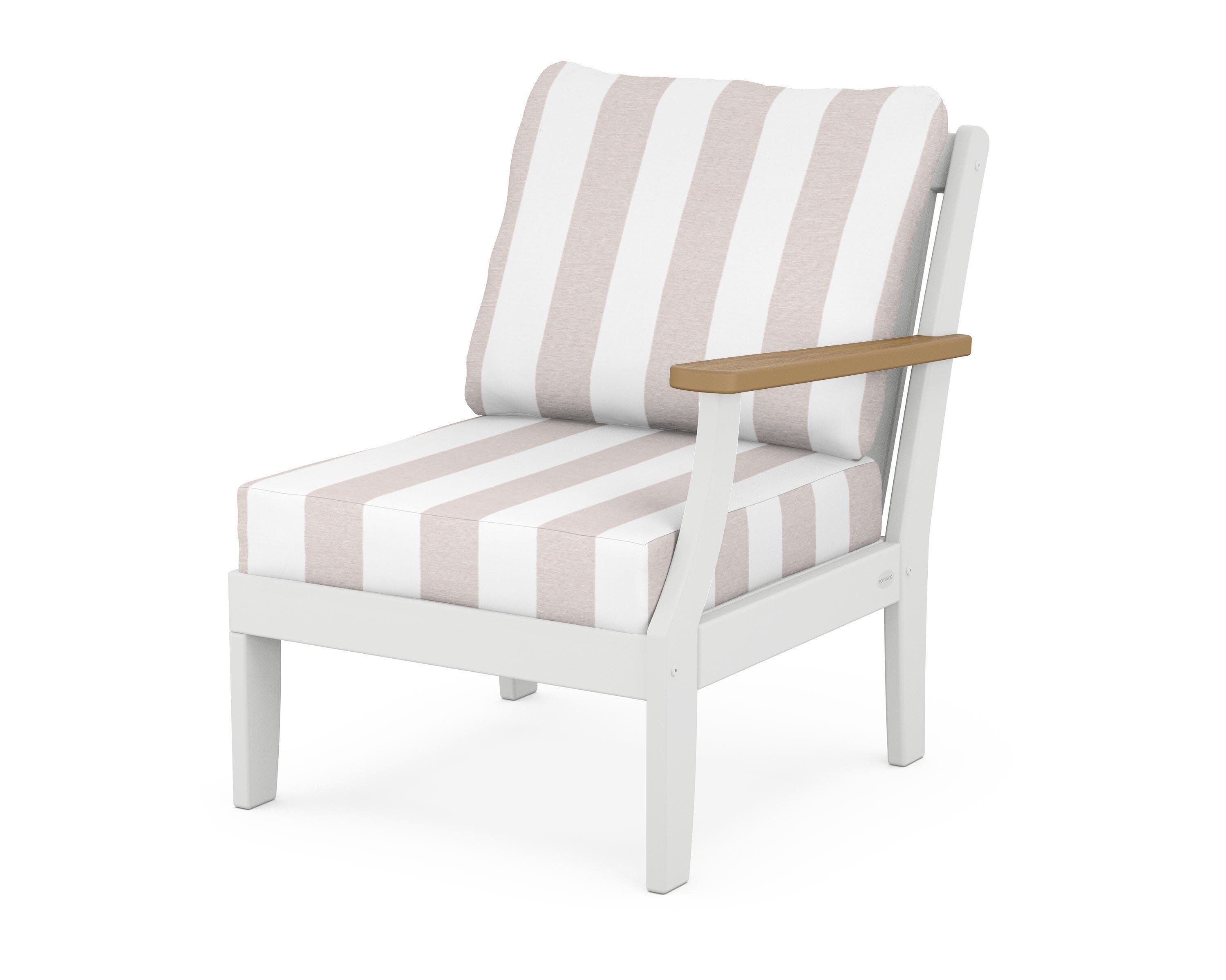 Braxton Modular Right Arm Chair in White / Natural / Cabana Stripe Dune Burlap