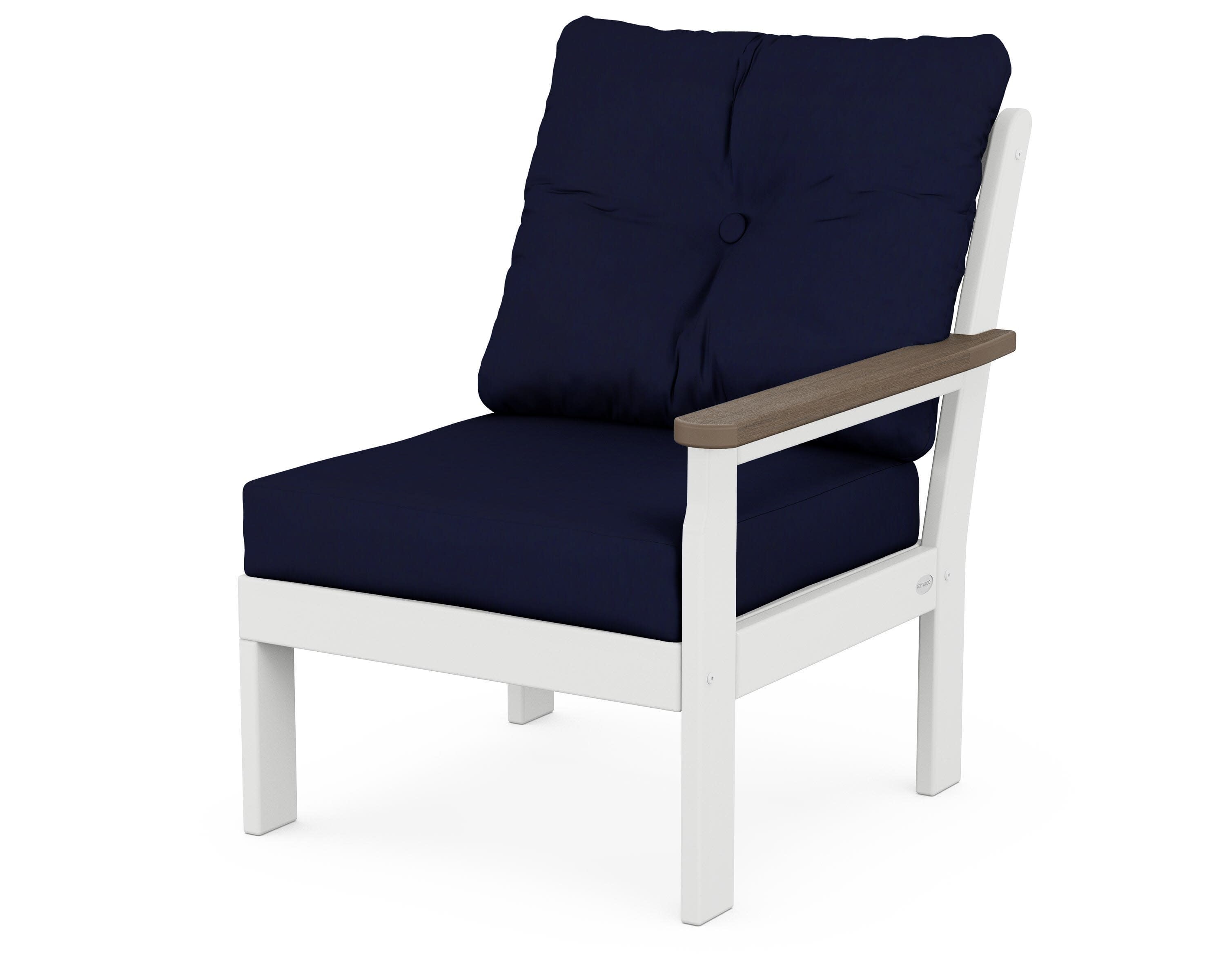 Vineyard Modular Right Arm Chair in White / Kona / Navy